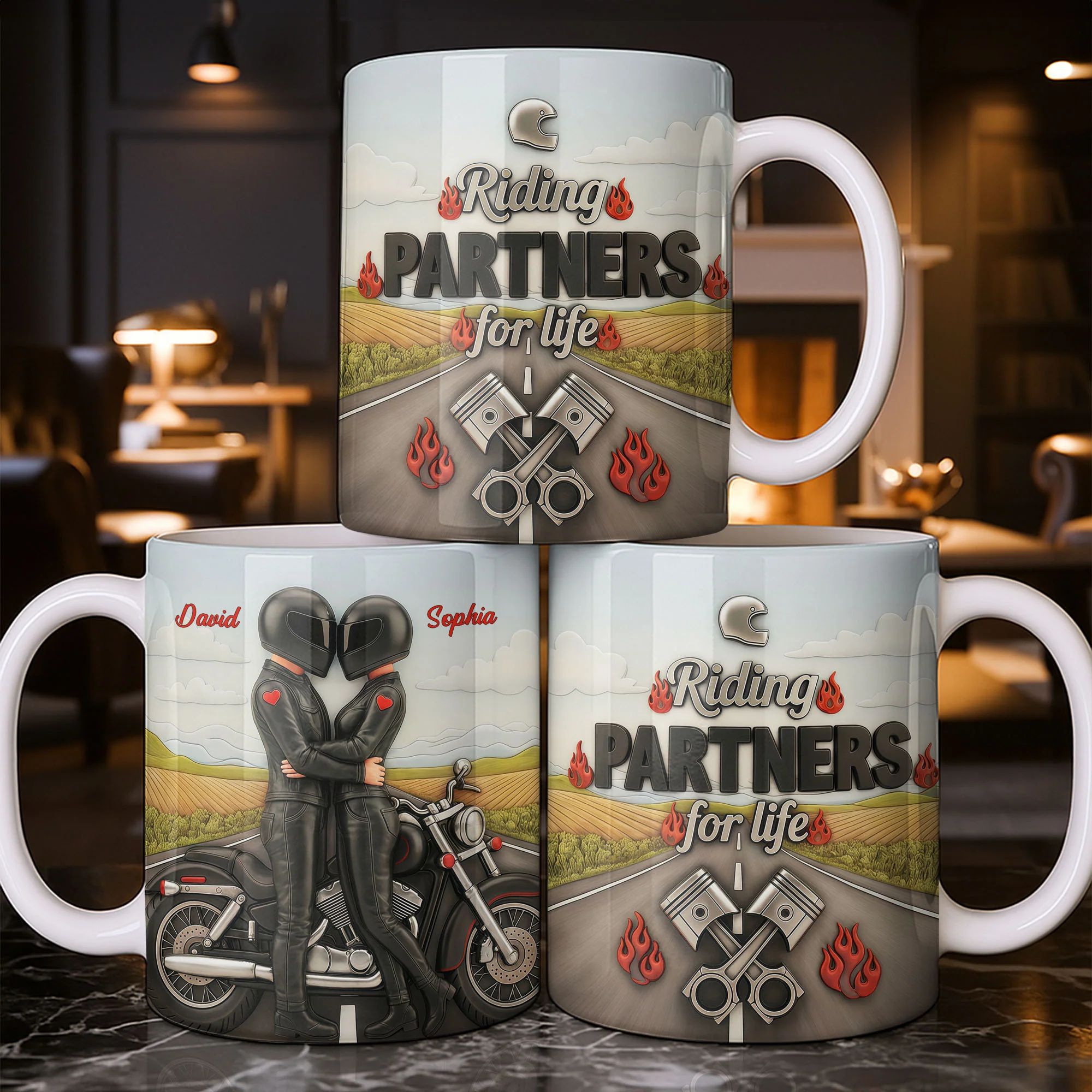 Riding Partners For Life Couple With Motorcycle And Pistons - Personalized Custom Coffee Mug - CPL1407_MG - Image 11