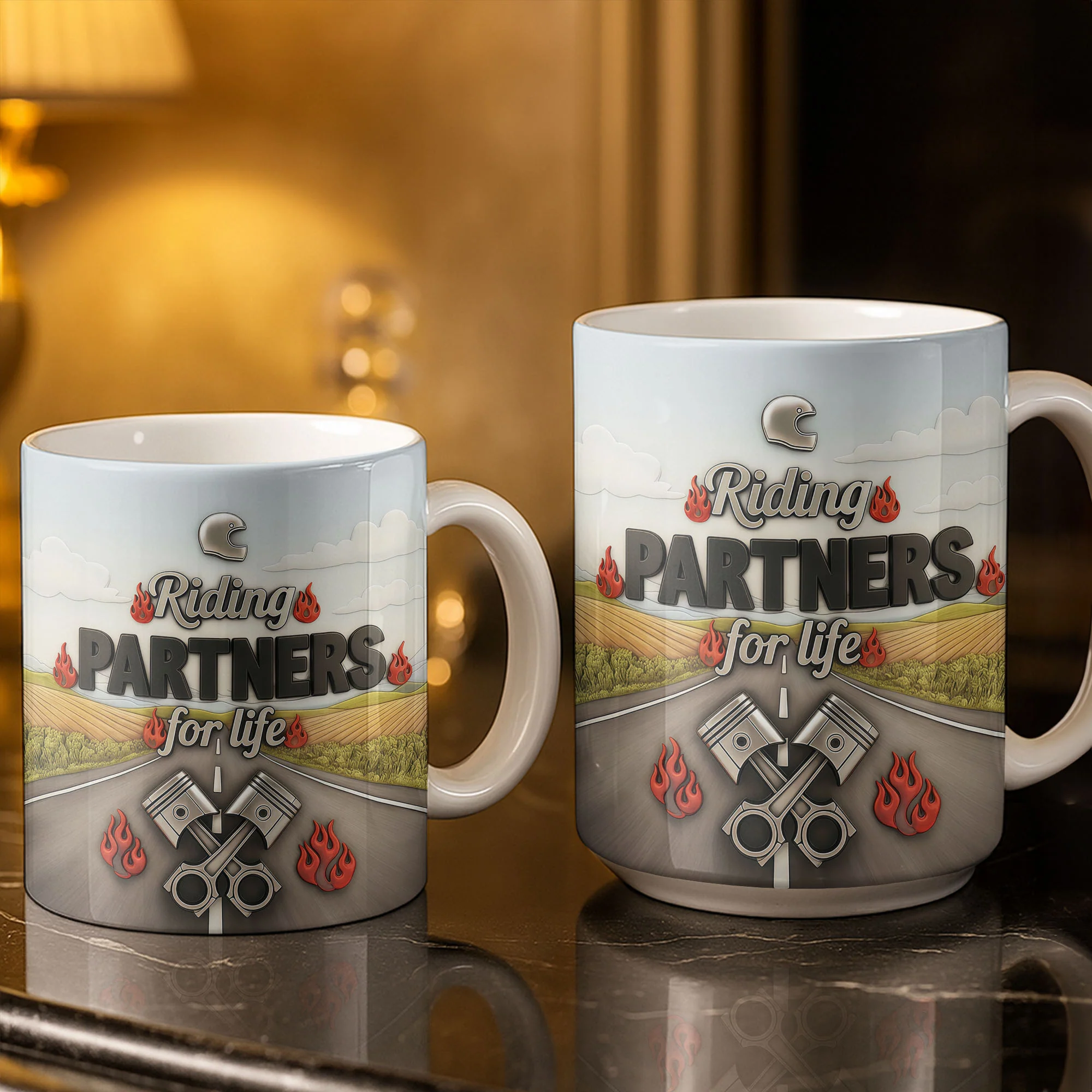 Riding Partners For Life Couple With Motorcycle And Pistons - Personalized Custom Coffee Mug - CPL1407_MG - Image 6