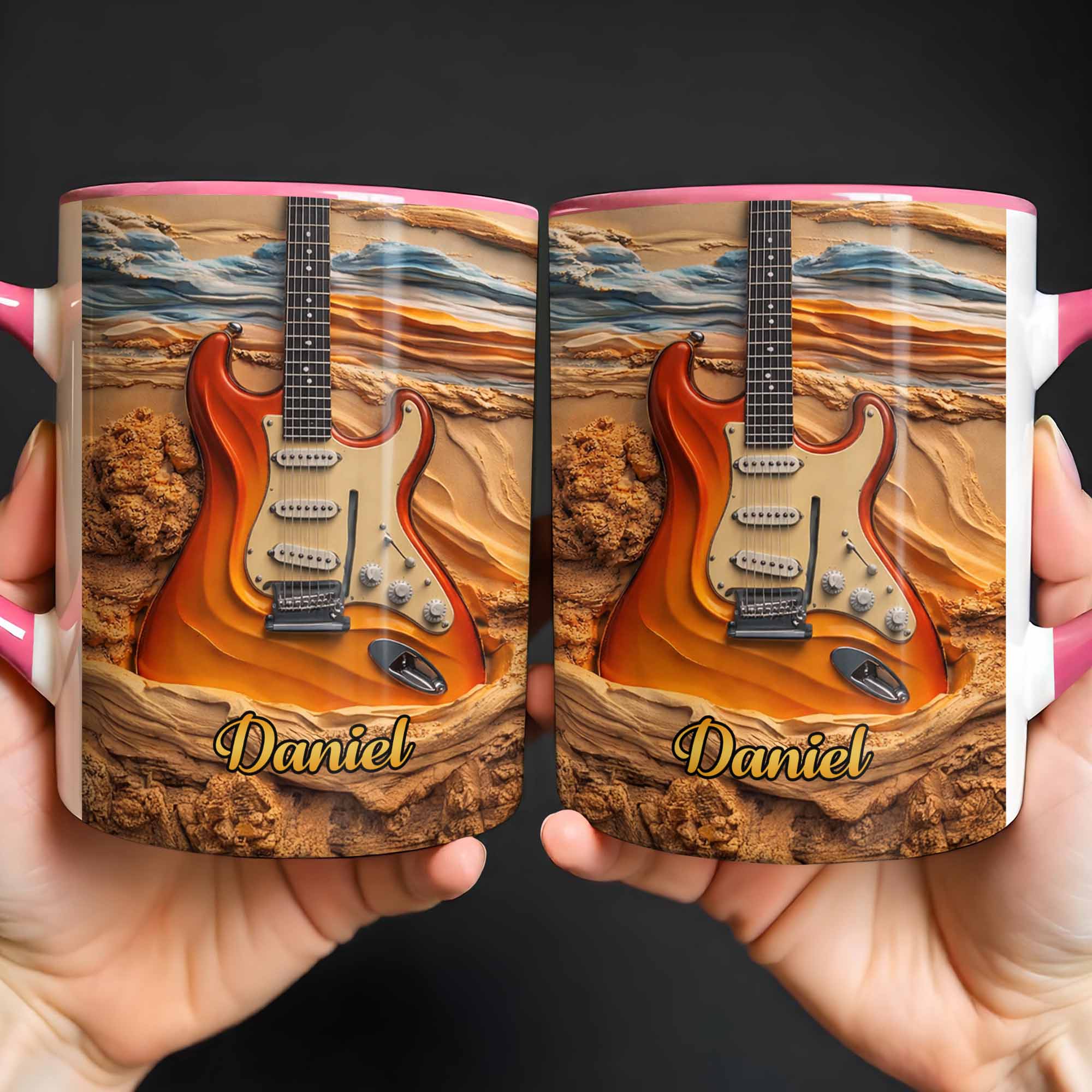 Rock On With A Soul That Sings Electric Guitar Desert Art - Personalized Custom Accent Mug - MUSIC049_AMUG - Image 6