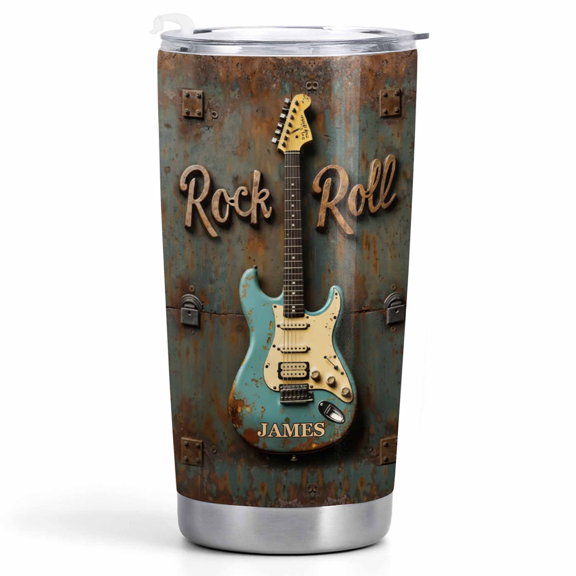 Rock Roll Electric Guitar On Vintage Rusty Metal Background - Personalized Custom Stainless Steel Tumbler 20oz 30oz - MUSIC021_TB - Image 11