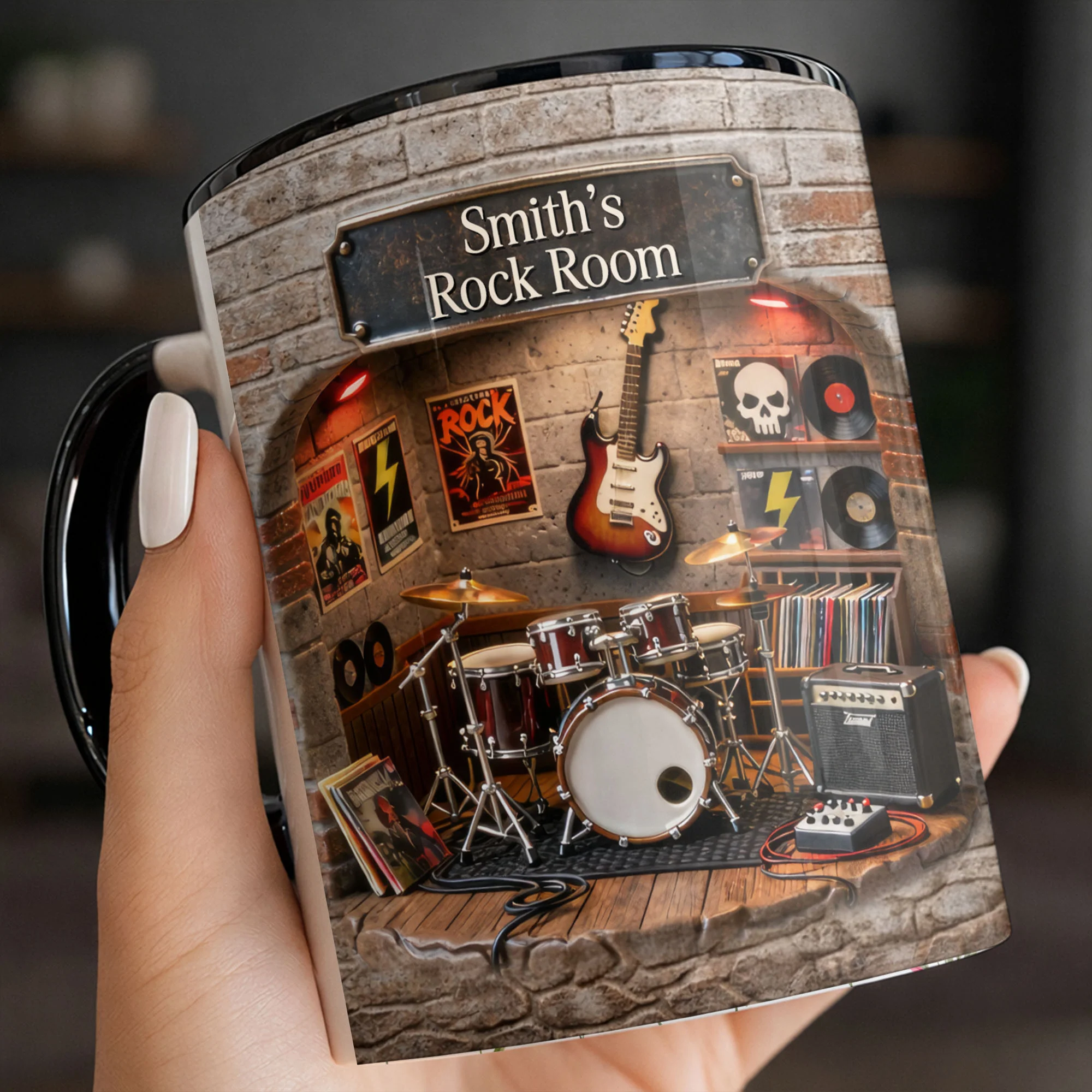 Rock Room With Guitar And Drums Set Design - Personalized Custom Accent Mug - MUSIC011_AMUG - Image 10