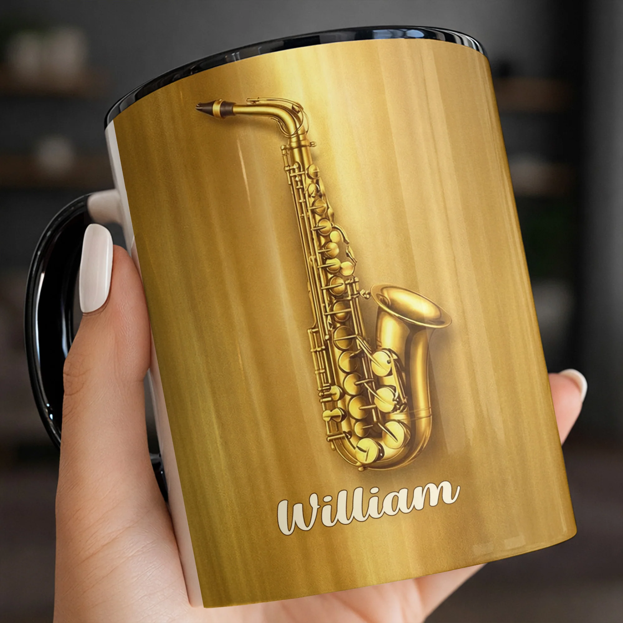 Saxophonist Nutrition Facts Serving Size One Legendary Player Saxophone Design - Personalized Custom Accent Mug - MUSIC031_AMUG - Image 11