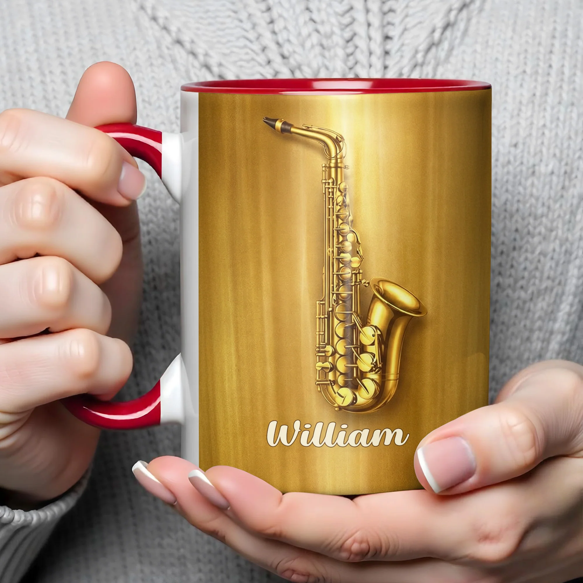 Saxophonist Nutrition Facts Serving Size One Legendary Player Saxophone Design - Personalized Custom Accent Mug - MUSIC031_AMUG - Image 6