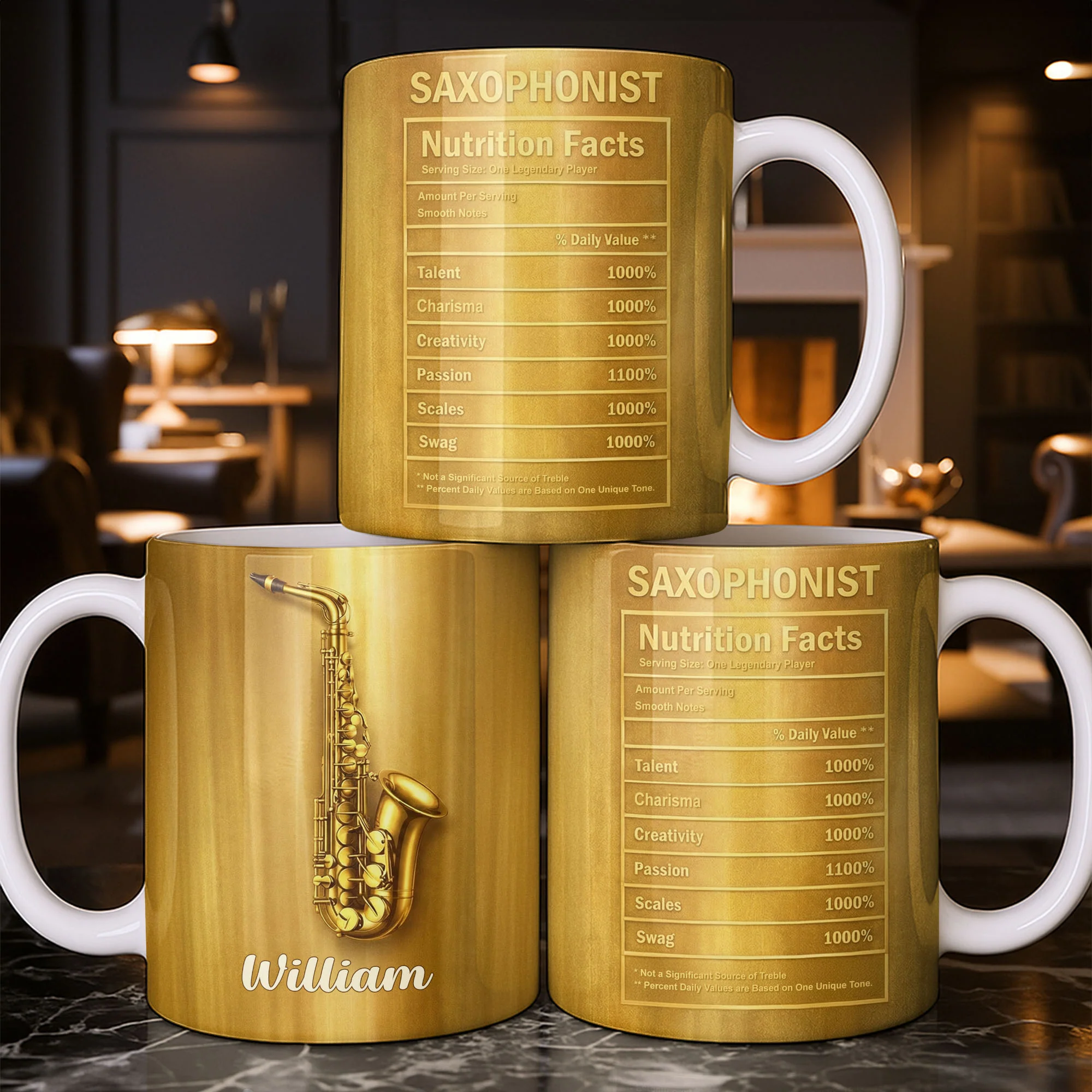 Saxophonist Nutrition Facts Serving Size One Legendary Player Saxophone Design - Personalized Custom Coffee Mug - MUSIC031_MG - Image 11