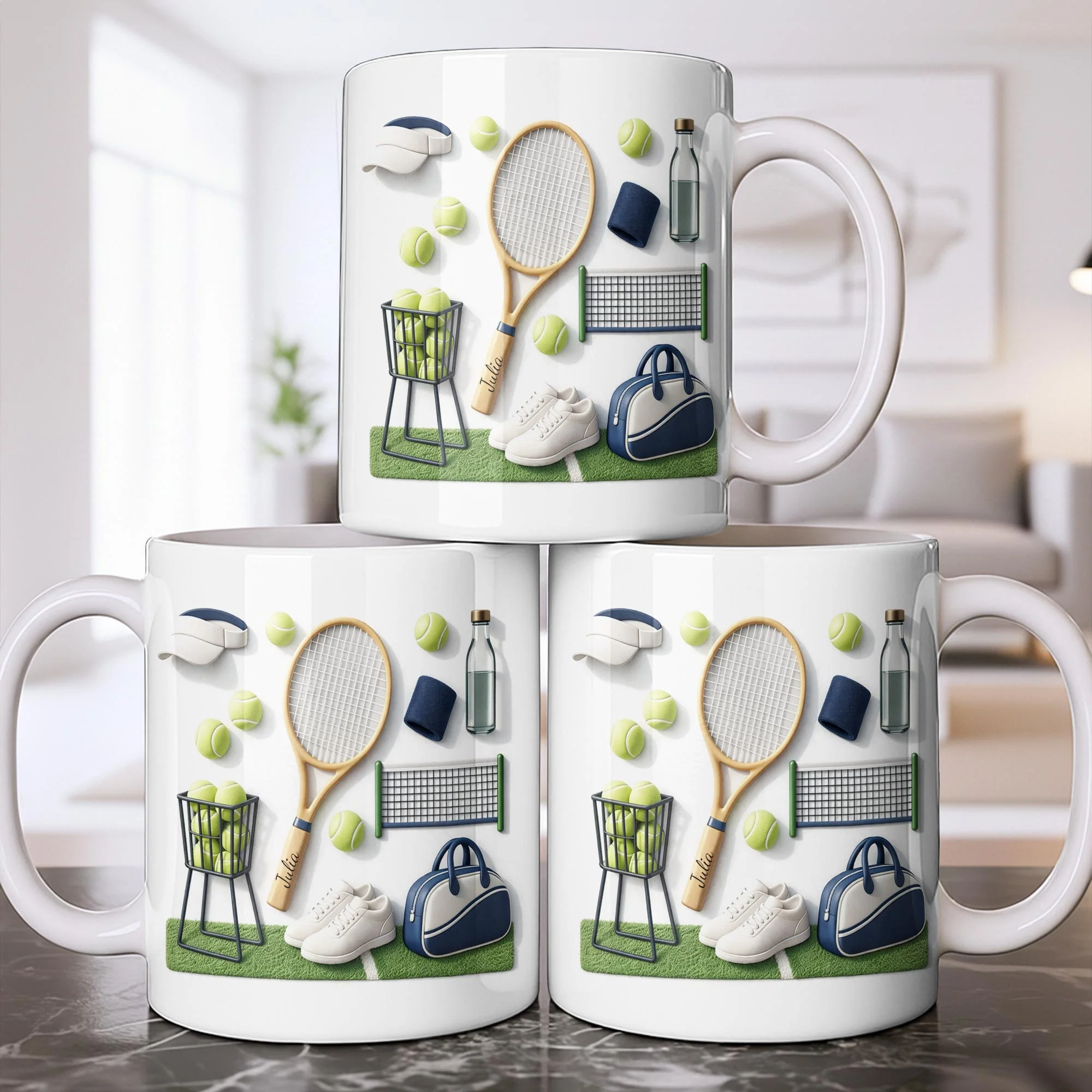 Serving Up Love And Match Point Tennis Racket And Gear - Personalized Custom Coffee Mug - SPORT075_MG - Image 11