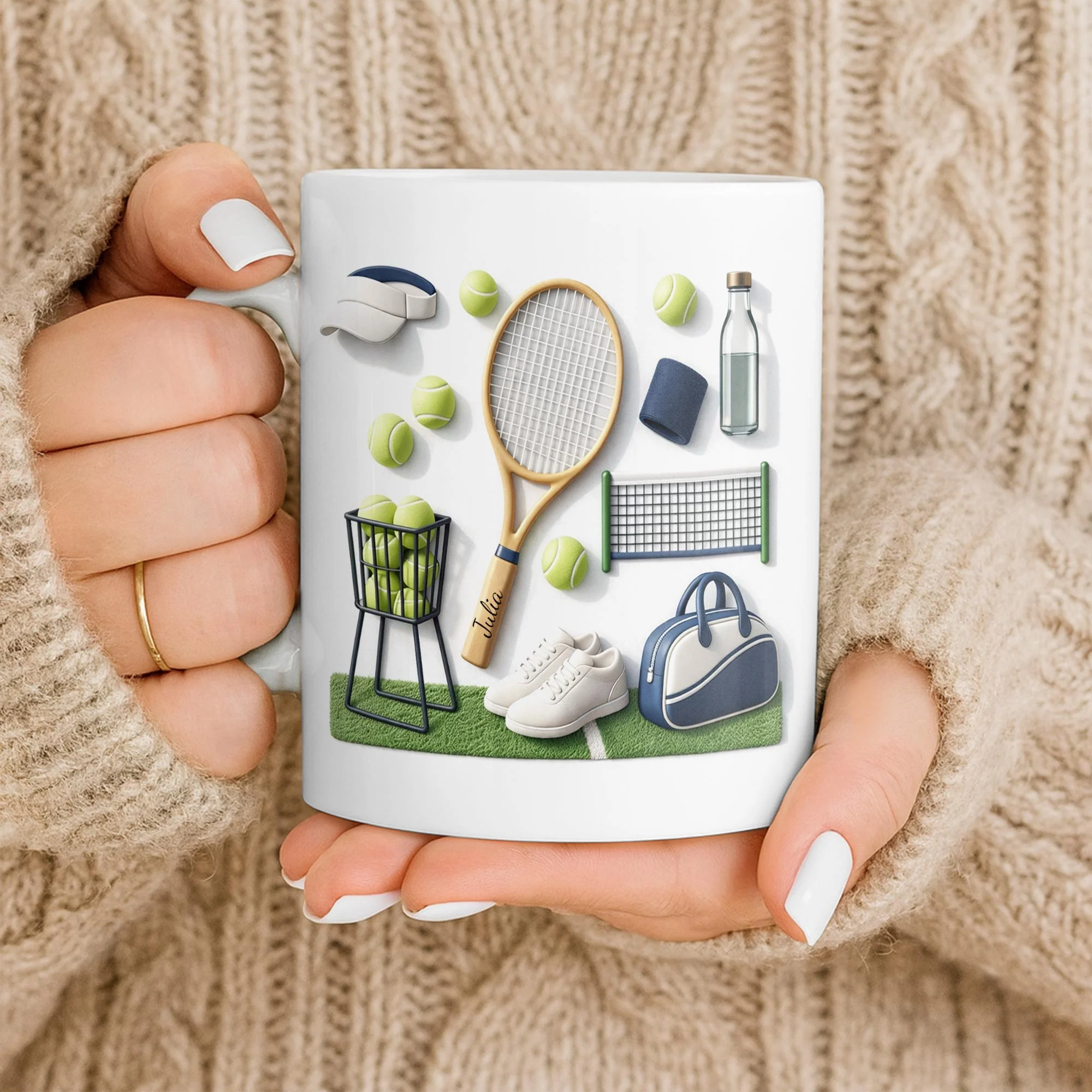 Serving Up Love And Match Point Tennis Racket And Gear - Personalized Custom Coffee Mug - SPORT075_MG - Image 12
