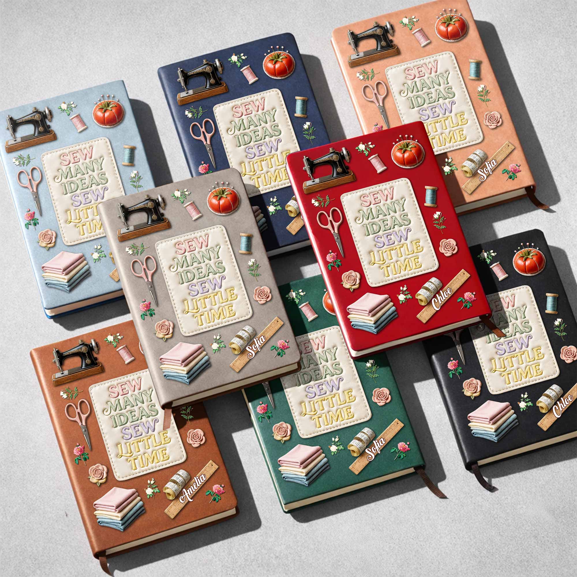 Sew Many Ideas Sew Little Time Vintage Sewing Machine Flowers - Personalized Leather Journal - HAND024_LEJO - Image 8