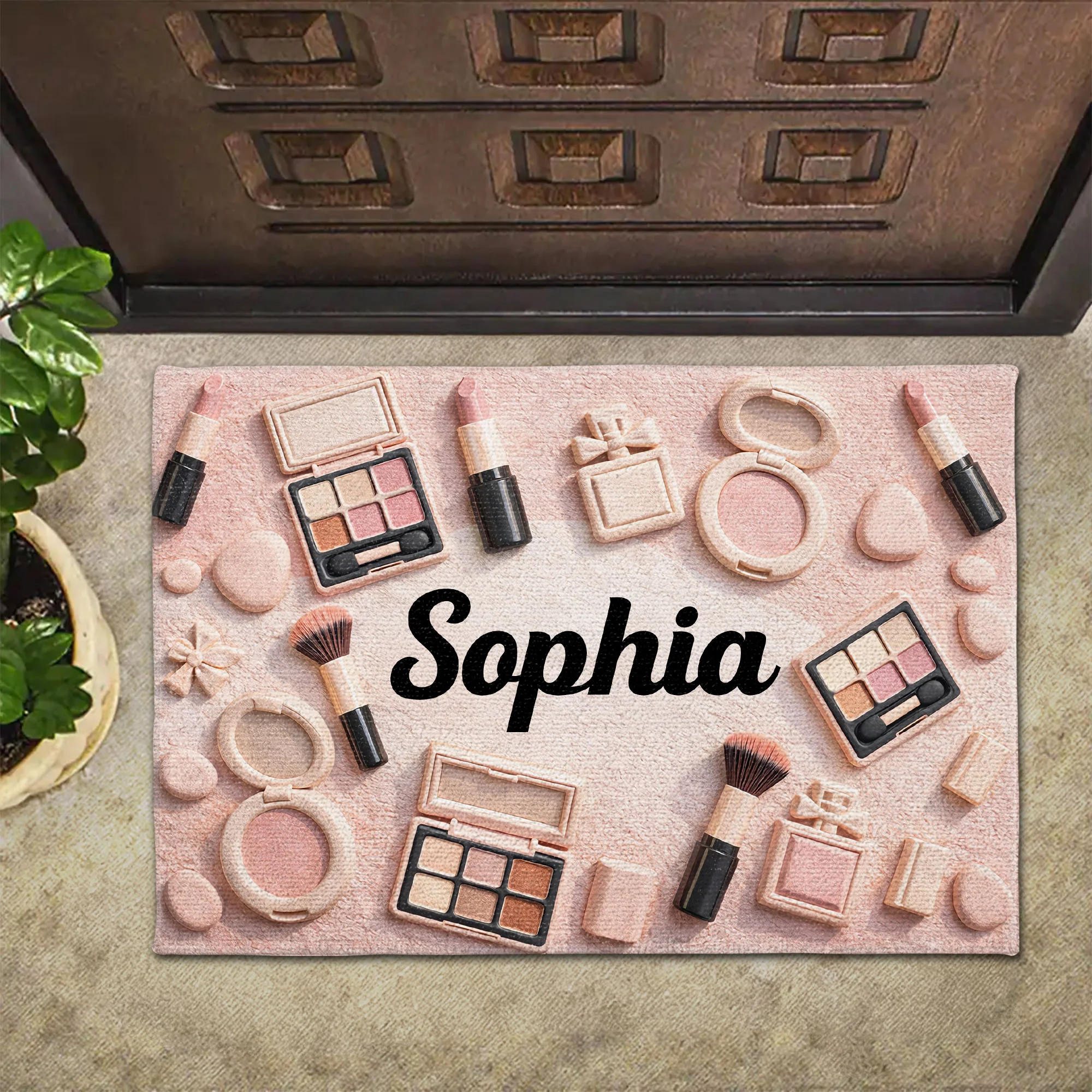 Stay Beautiful And Glamorous Makeup Essentials With Lipsticks And Eyeshadow Palettes - Personalized Custom Doormat - JBS172_DRM - Image 2