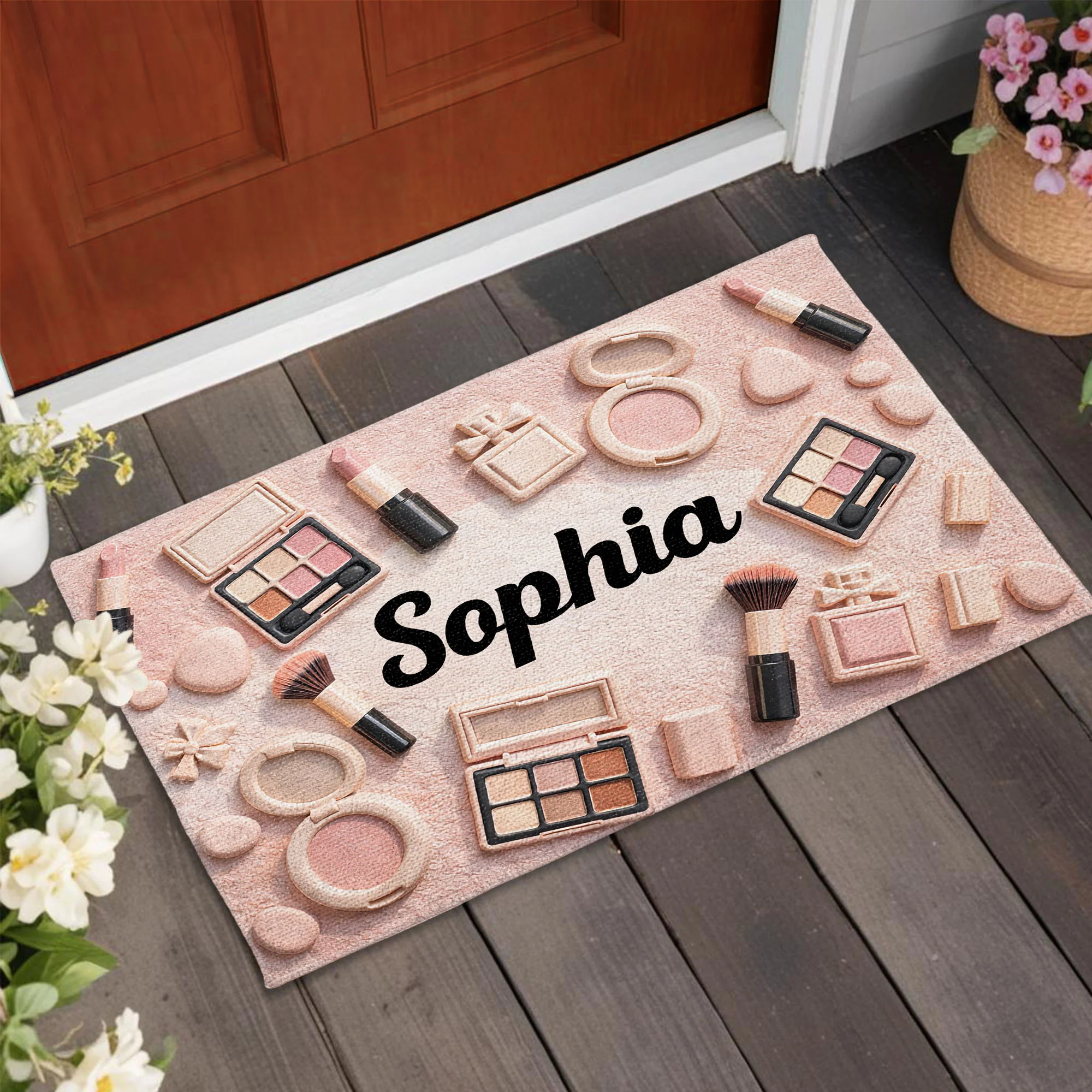 Stay Beautiful And Glamorous Makeup Essentials With Lipsticks And Eyeshadow Palettes - Personalized Custom Doormat - JBS172_DRM - Image 4