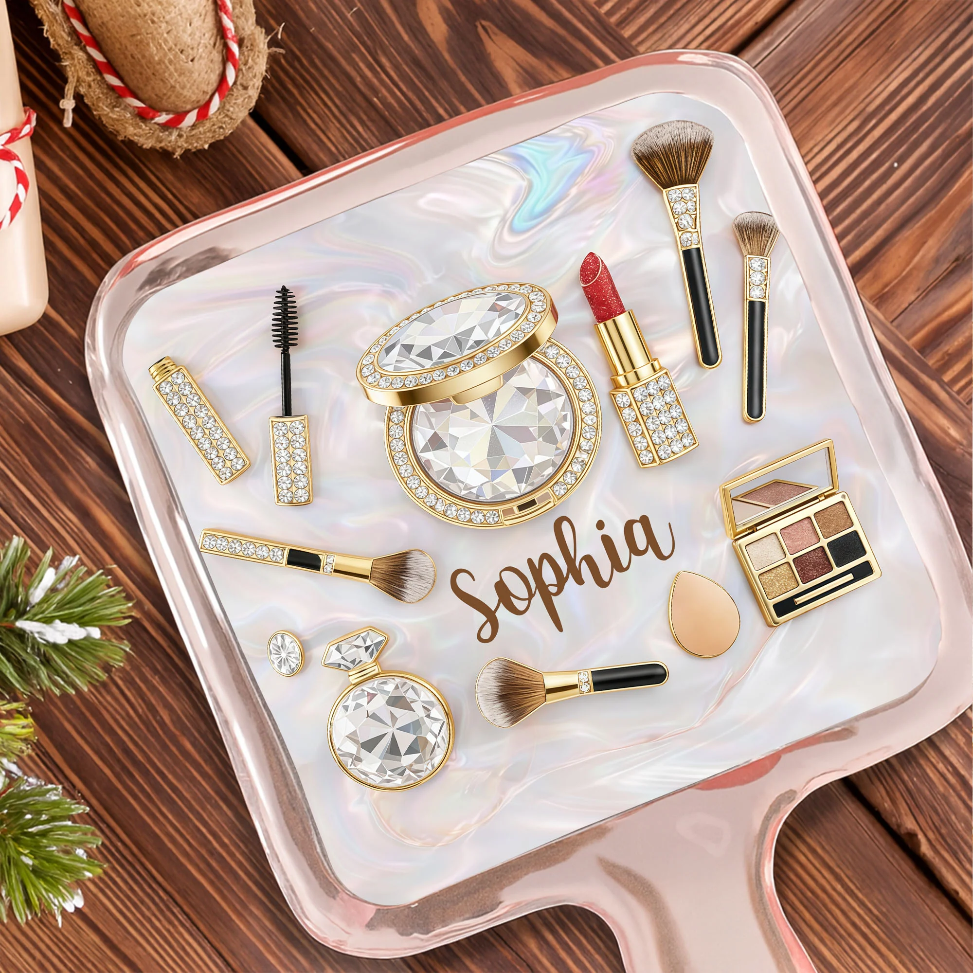 Stay Beautiful Inside And Out Glam Essentials With Makeup Brushes And Gems - Personalized Handheld Mirror - HOB086_HMIR - Image 10