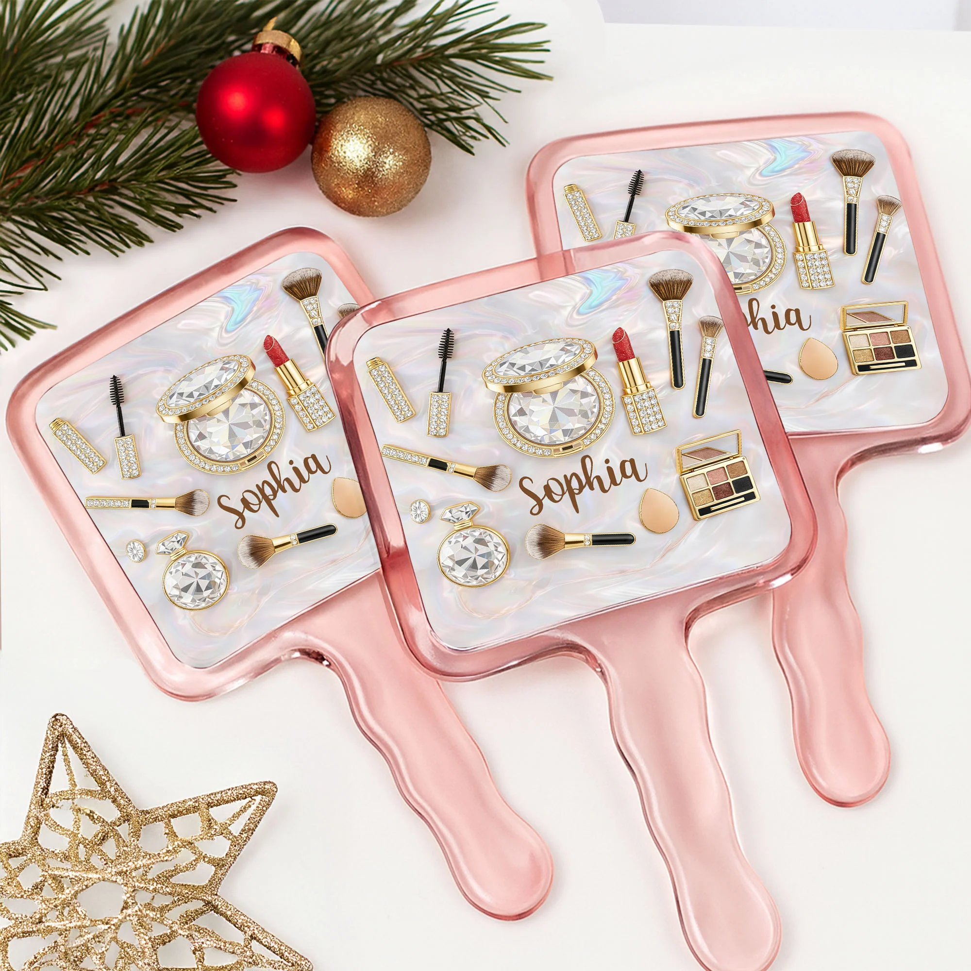 Stay Beautiful Inside And Out Glam Essentials With Makeup Brushes And Gems - Personalized Handheld Mirror - HOB086_HMIR - Image 6