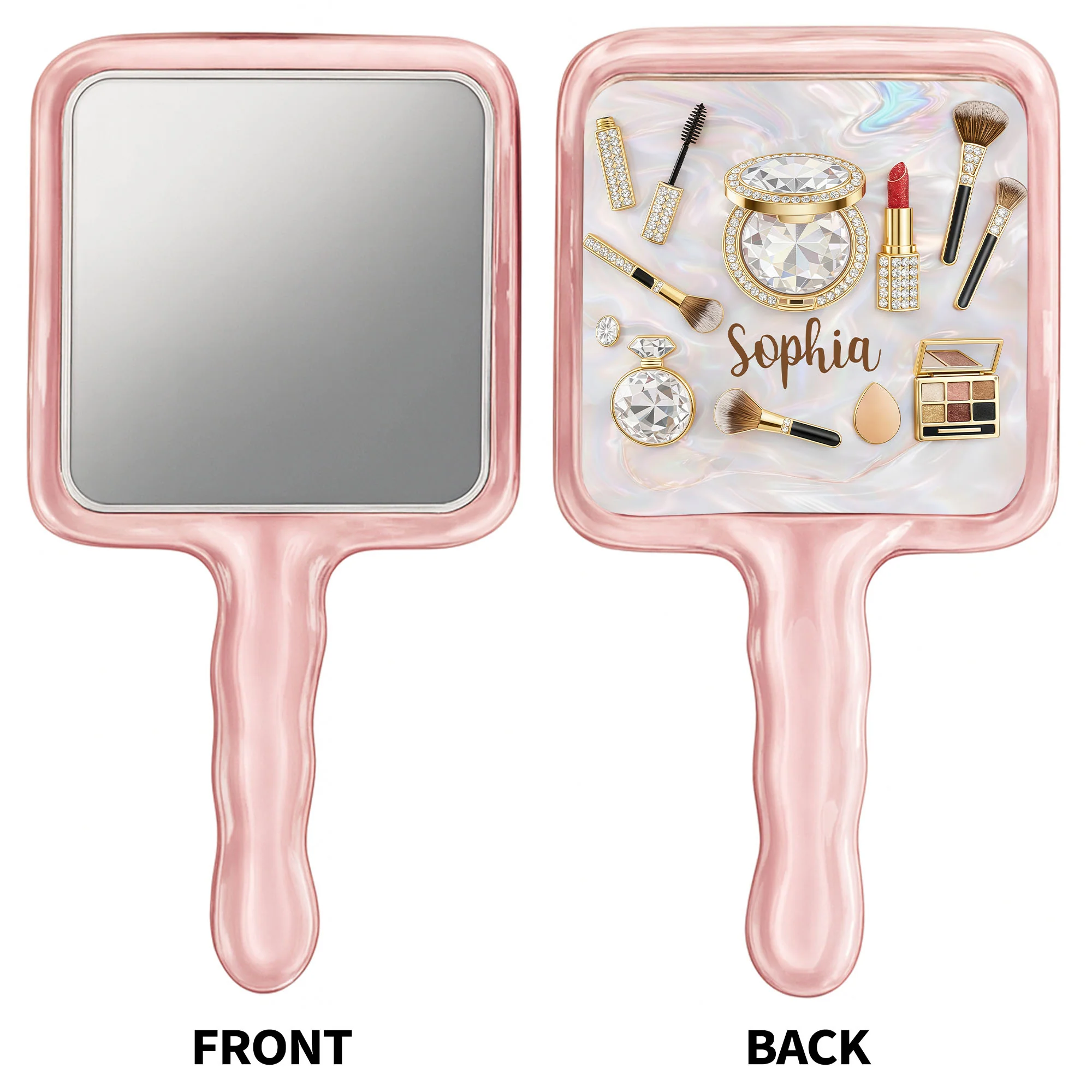 Stay Beautiful Inside And Out Glam Essentials With Makeup Brushes And Gems - Personalized Handheld Mirror - HOB086_HMIR - Image 8