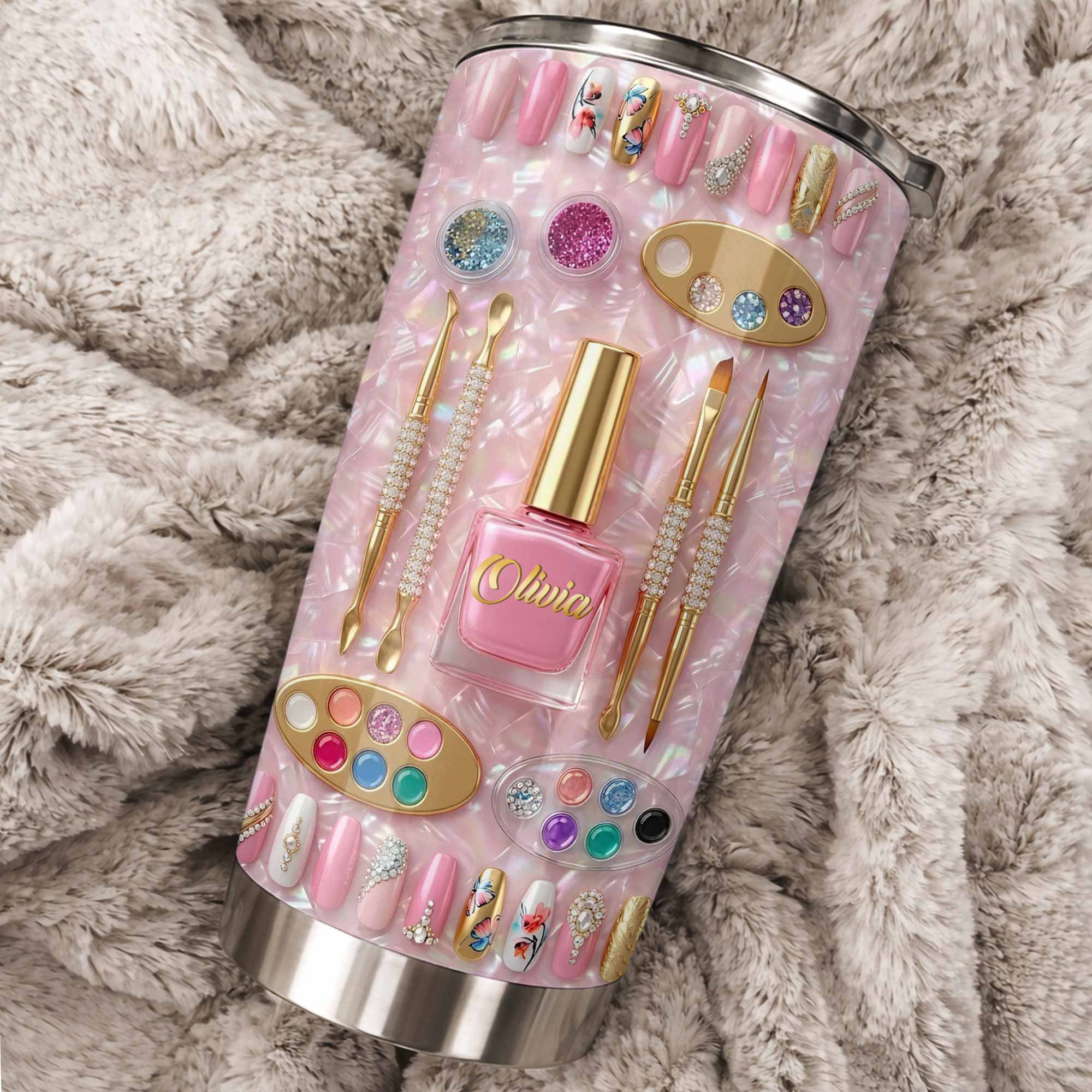Stay Fabulous With A Touch Of Sparkle Nails And Manicure Tools - Personalized Custom Stainless Steel Tumbler 20oz 30oz - JBS130_TB - Image 3