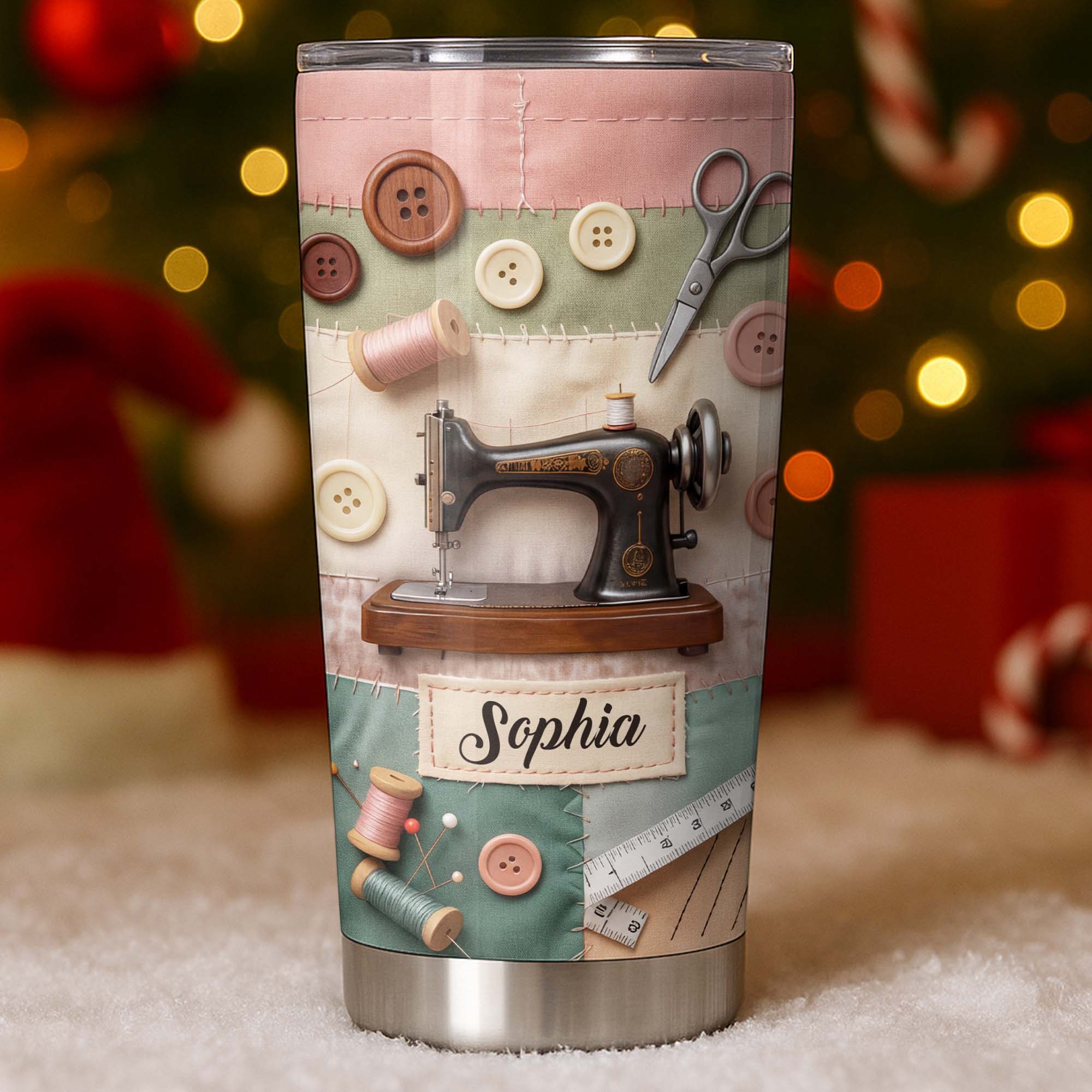 Stitching With Love And Creativity Sewing Machine With Buttons And Scissors - Personalized Custom Stainless Steel Tumbler 20oz 30oz - HAND029_TB - Image 3