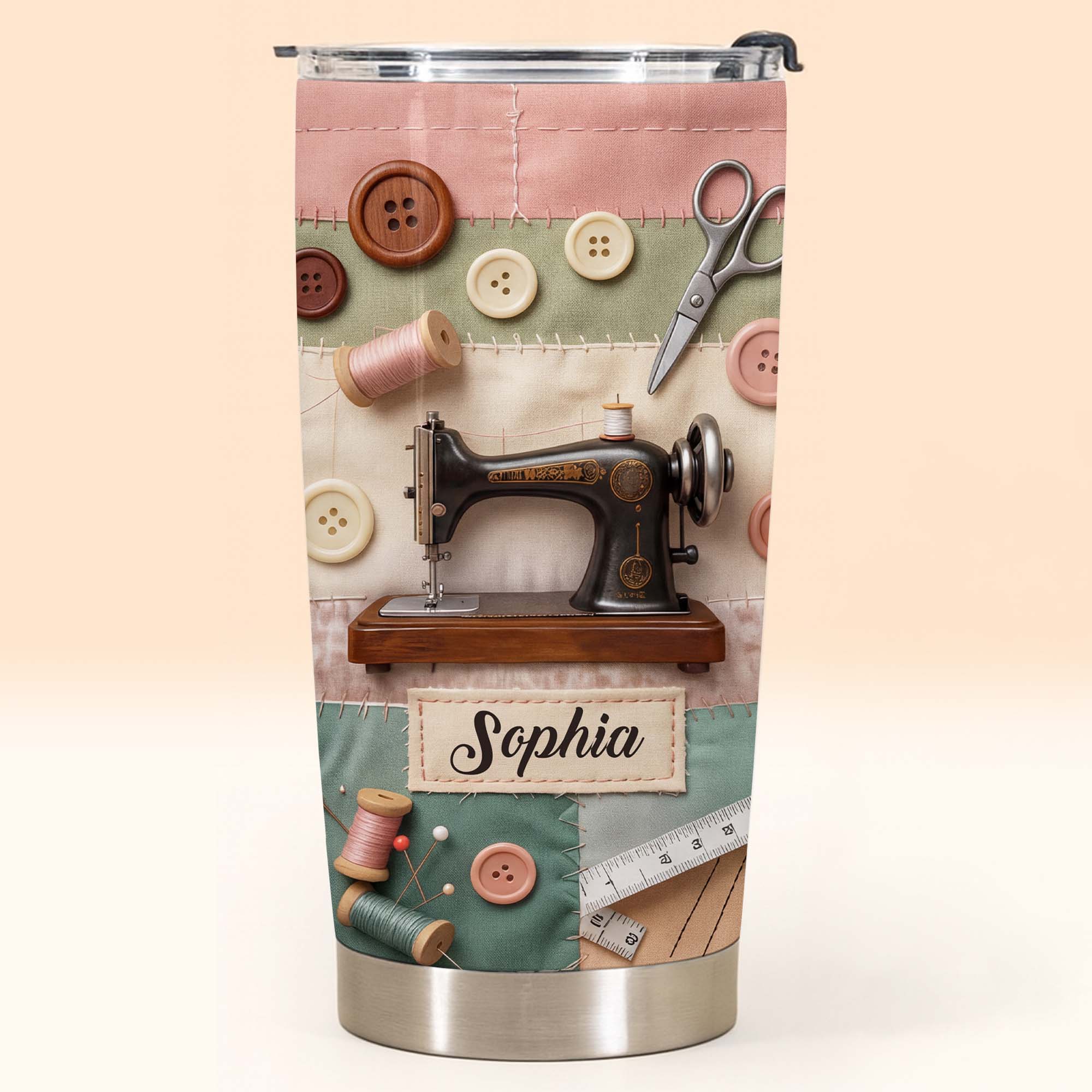 Stitching With Love And Creativity Sewing Machine With Buttons And Scissors - Personalized Custom Stainless Steel Tumbler 20oz 30oz - HAND029_TB - Image 8