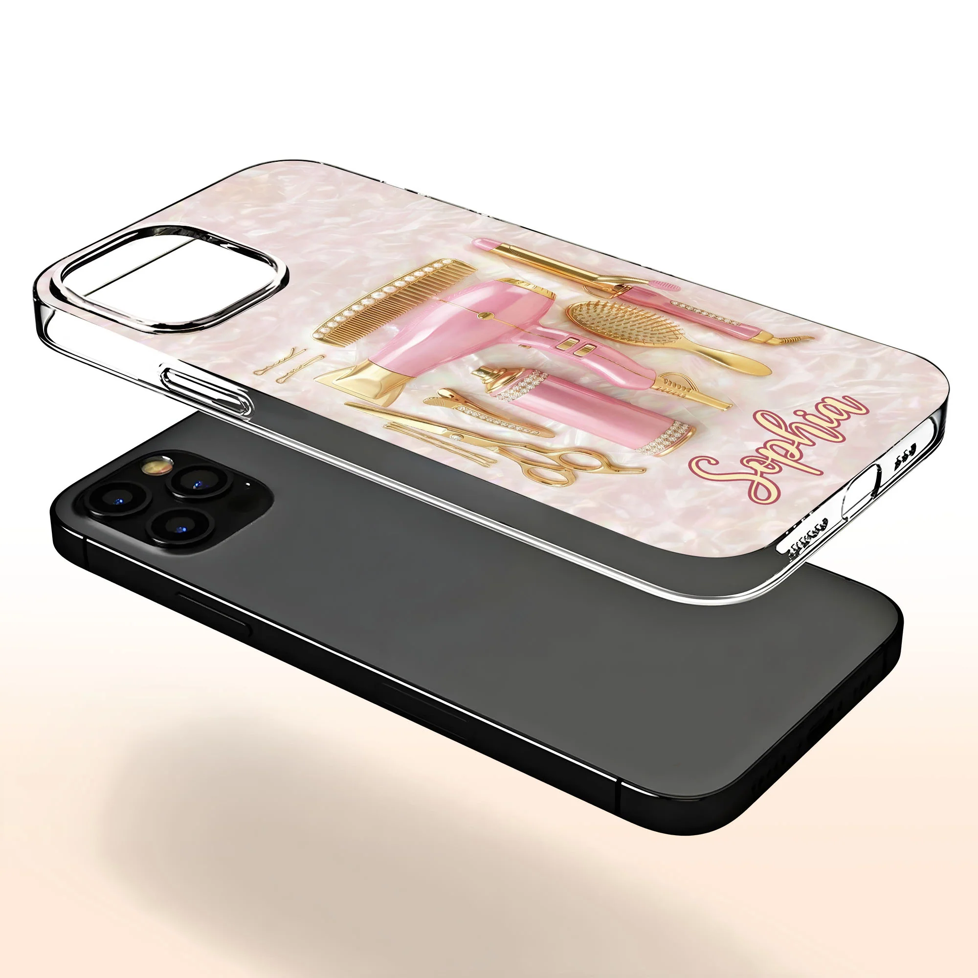 Styling Is An Art With Hair Dryer And Scissors Tools - Personalized Clear Phone Case - HAIR007_PHC - Image 4