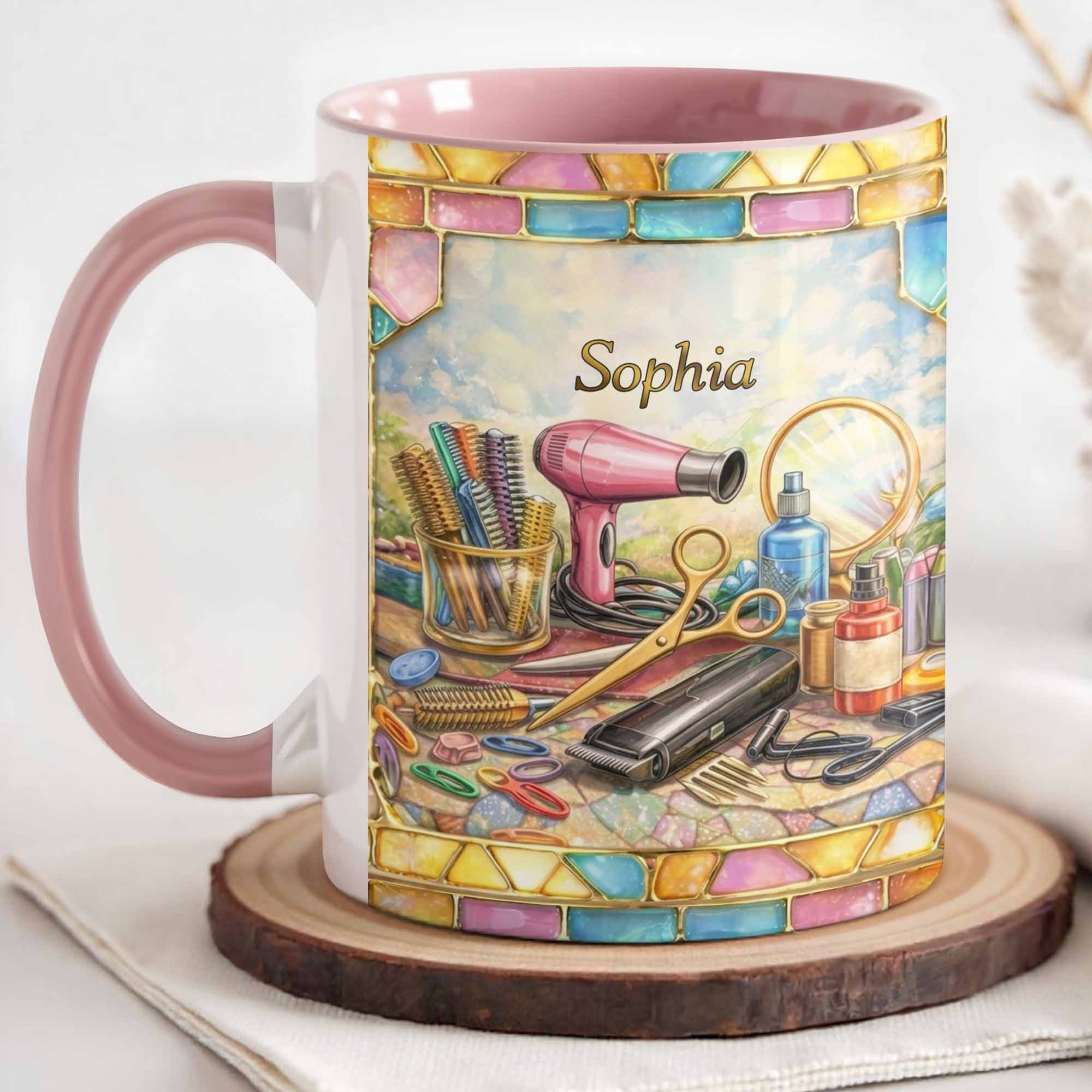 Talented Hairstylist Creating Magic With Scissors And Hair Dryer Design - Personalized Custom Accent Mug - JBS124_AMUG - Image 5
