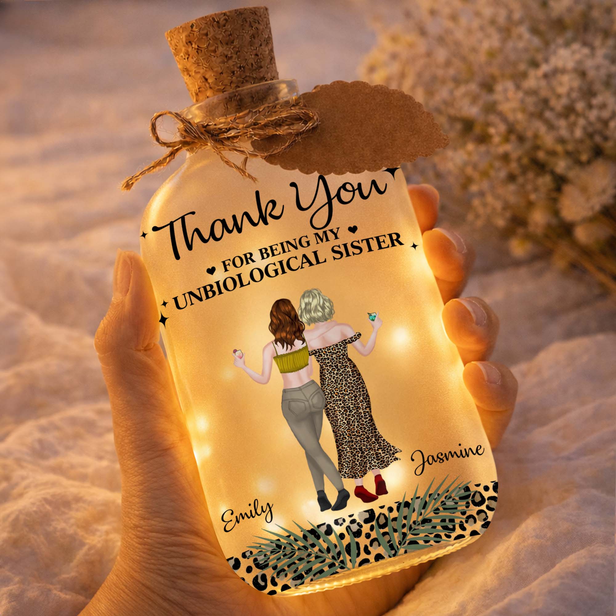 Thank You For Being My Unbiological Sister Best Friends With Leopard Print - Personalized Short Bottle Light - BST468_SBOLI - Image 6