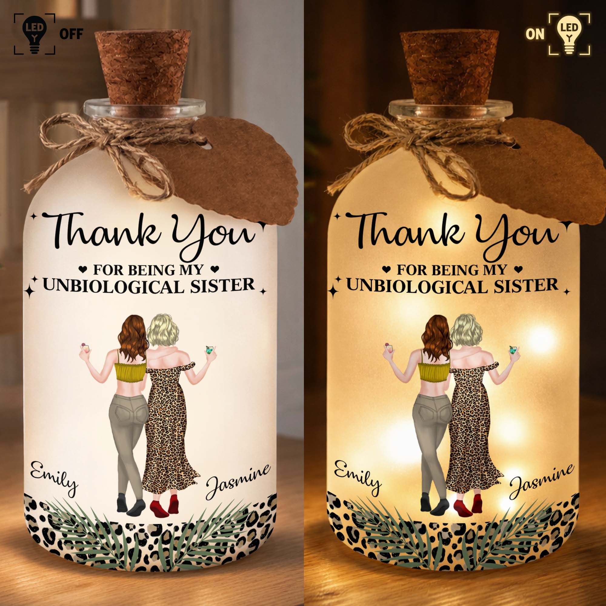 Thank You For Being My Unbiological Sister Best Friends With Leopard Print - Personalized Short Bottle Light - BST468_SBOLI - Image 8