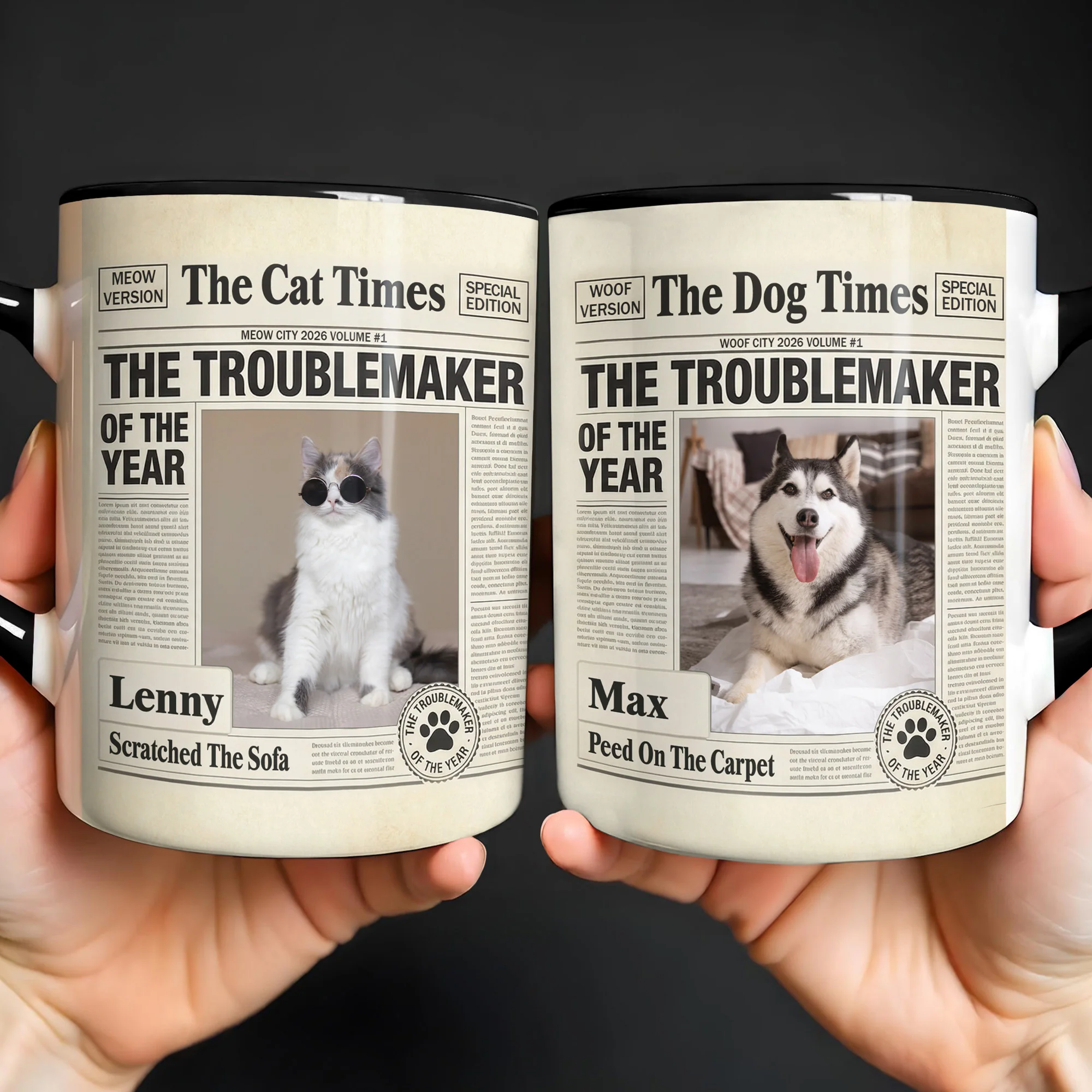 The Dog Times The Troublemaker Of The Year Newspaper Design Dog Photo - Personalized Custom Accent Mug - PET160_AMUG - Image 2