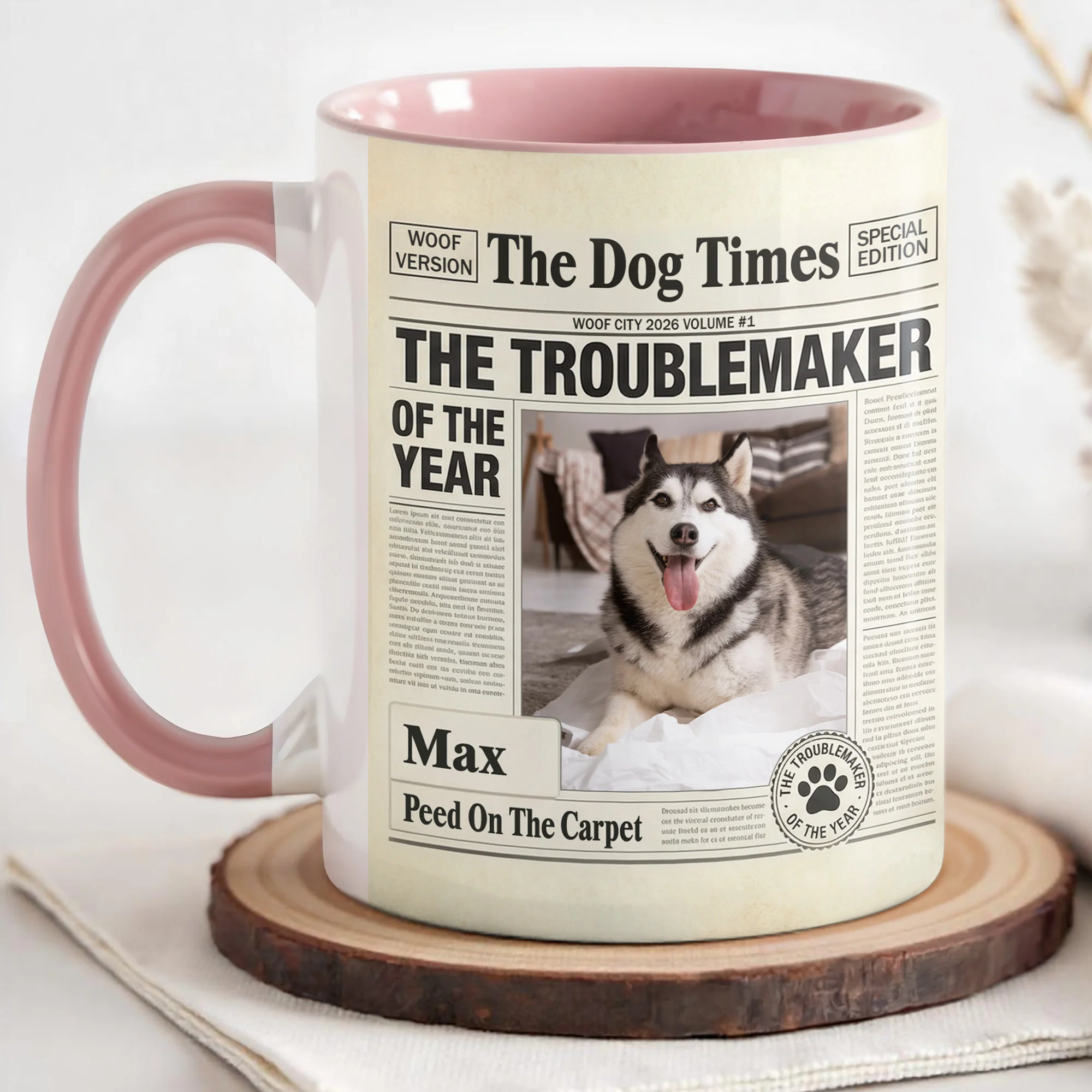 The Dog Times The Troublemaker Of The Year Newspaper Design Dog Photo - Personalized Custom Accent Mug - PET160_AMUG - Image 3