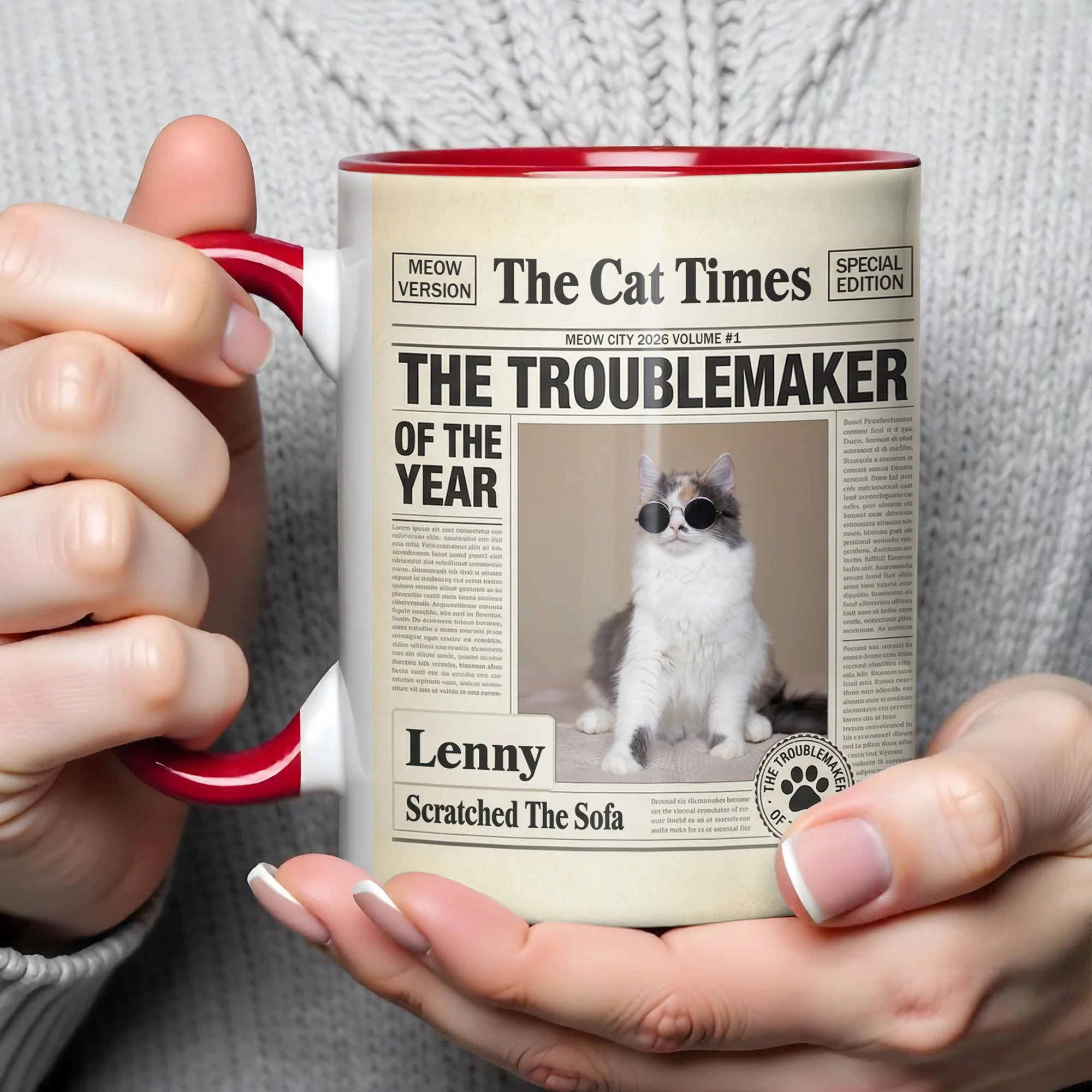 The Dog Times The Troublemaker Of The Year Newspaper Design Dog Photo - Personalized Custom Accent Mug - PET160_AMUG - Image 5