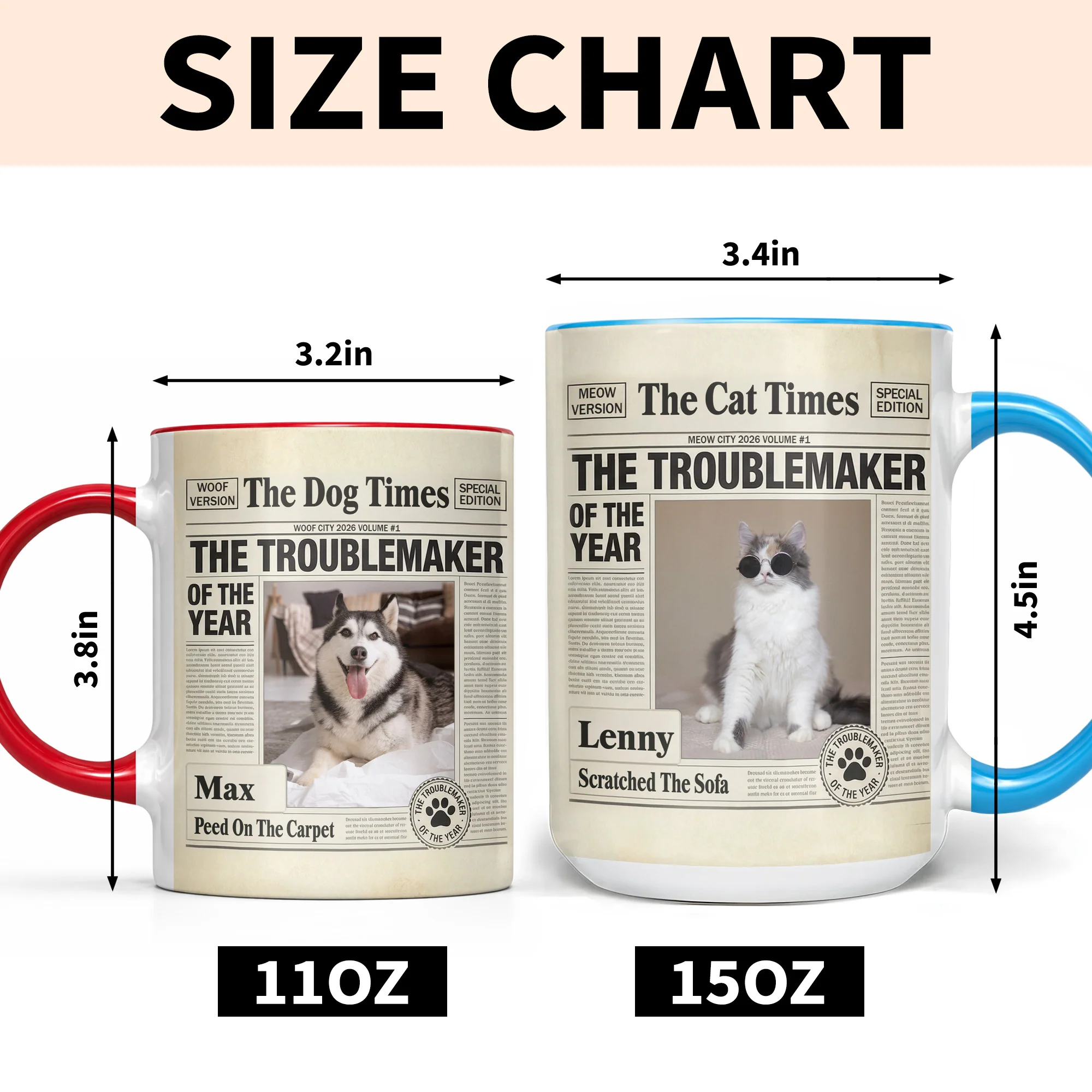 The Dog Times The Troublemaker Of The Year Newspaper Design Dog Photo - Personalized Custom Accent Mug - PET160_AMUG - Image 6