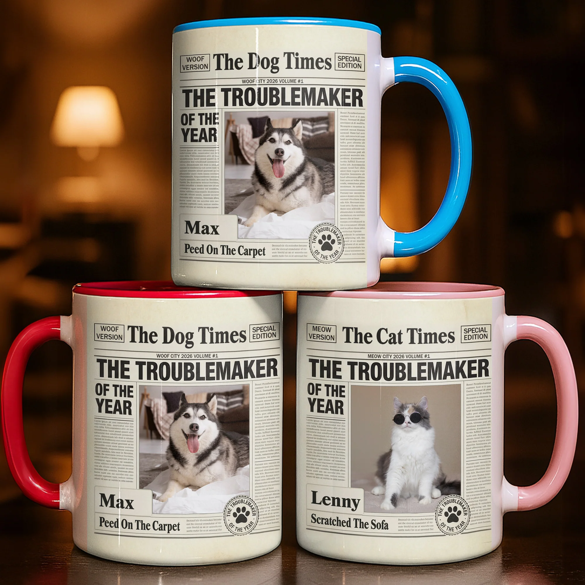 The Dog Times The Troublemaker Of The Year Newspaper Design Dog Photo - Personalized Custom Accent Mug - PET160_AMUG - Image 7