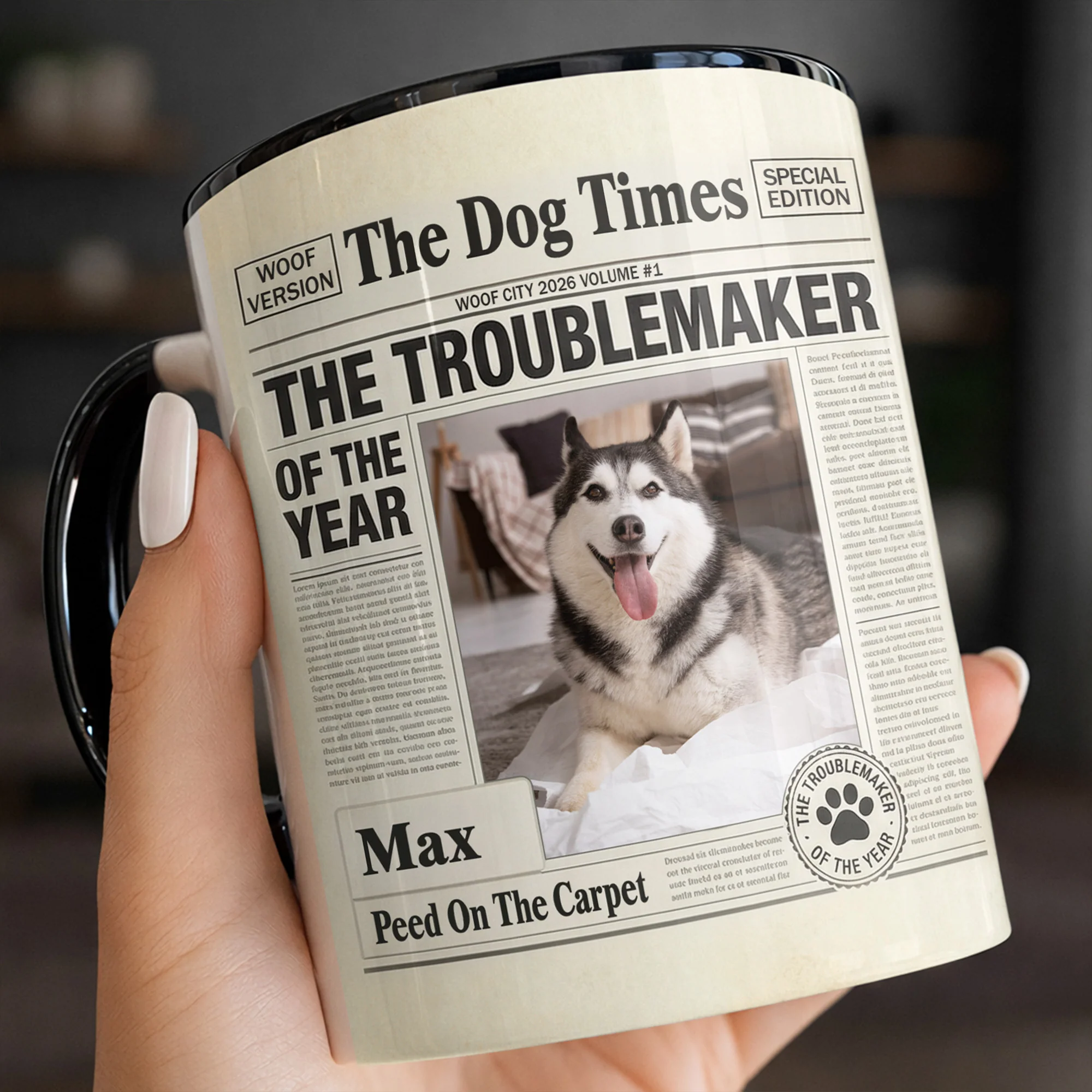 The Dog Times The Troublemaker Of The Year Newspaper Design Dog Photo - Personalized Custom Accent Mug - PET160_AMUG - Image 8
