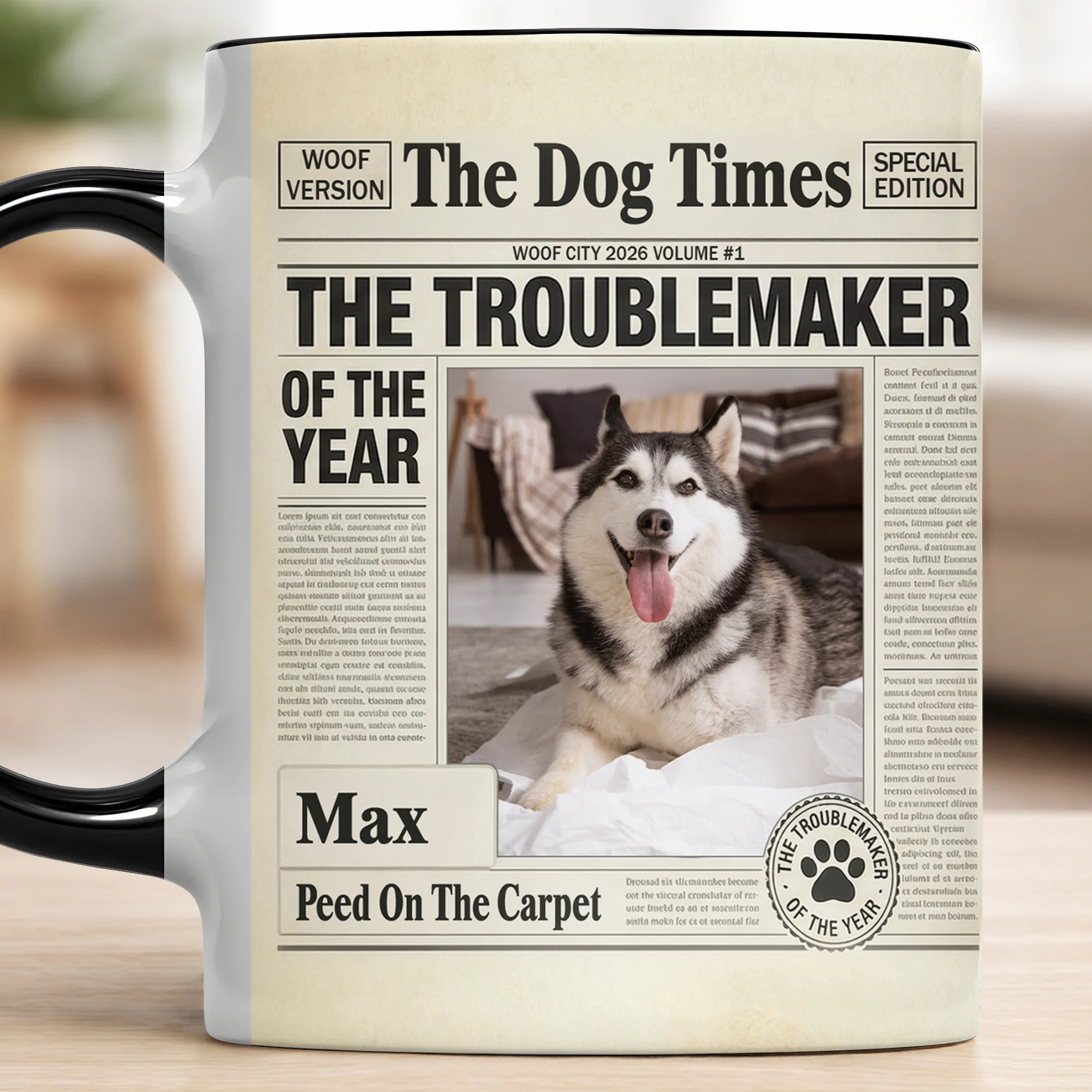The Dog Times The Troublemaker Of The Year Newspaper Design Dog Photo - Personalized Custom Accent Mug - PET160_AMUG - Image 9