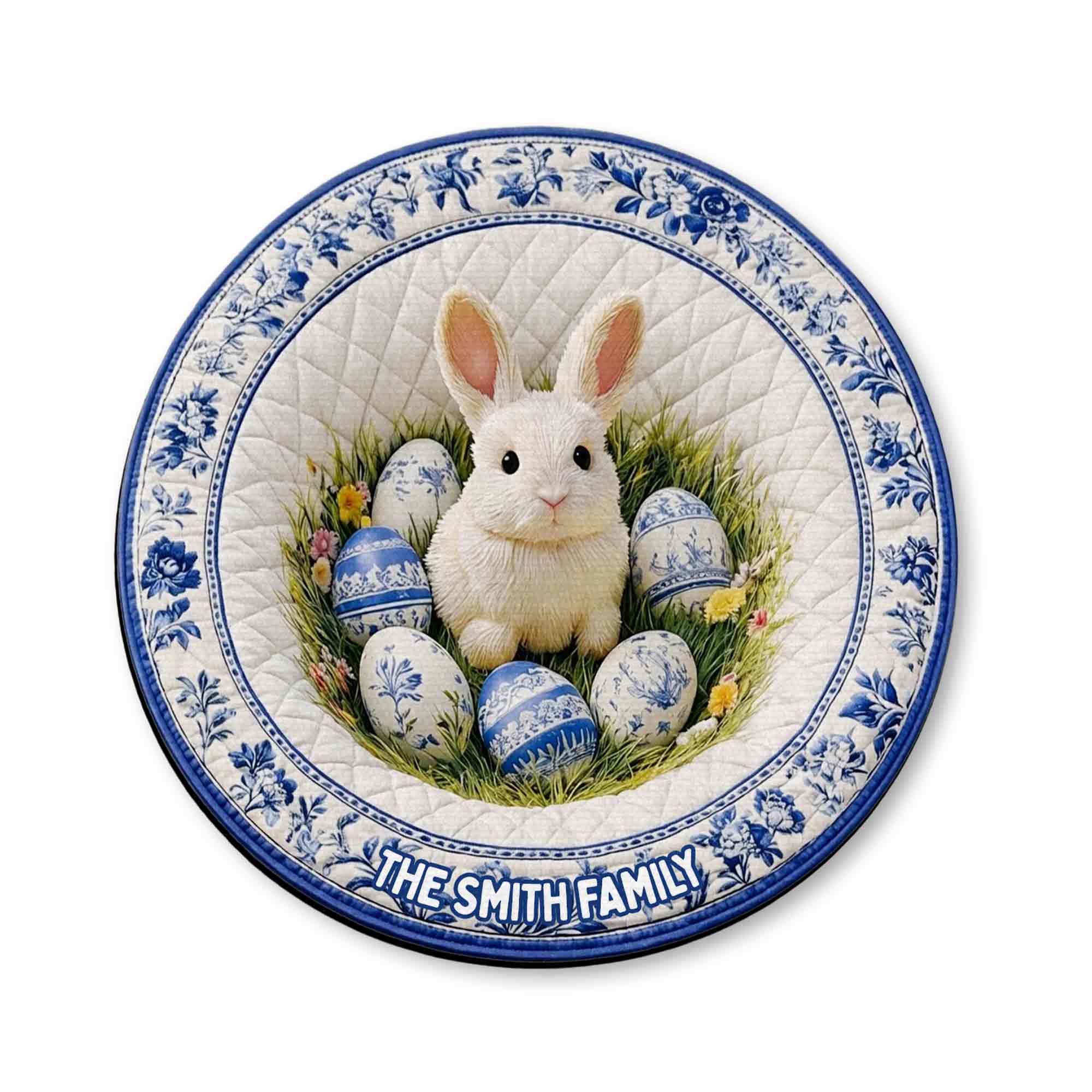 The Family Personalizable Rabbit And Chinoiserie Easter Eggs Floral Design - Personalized Custom Shaped Doormat - FAM820_CUDOR - Image 8