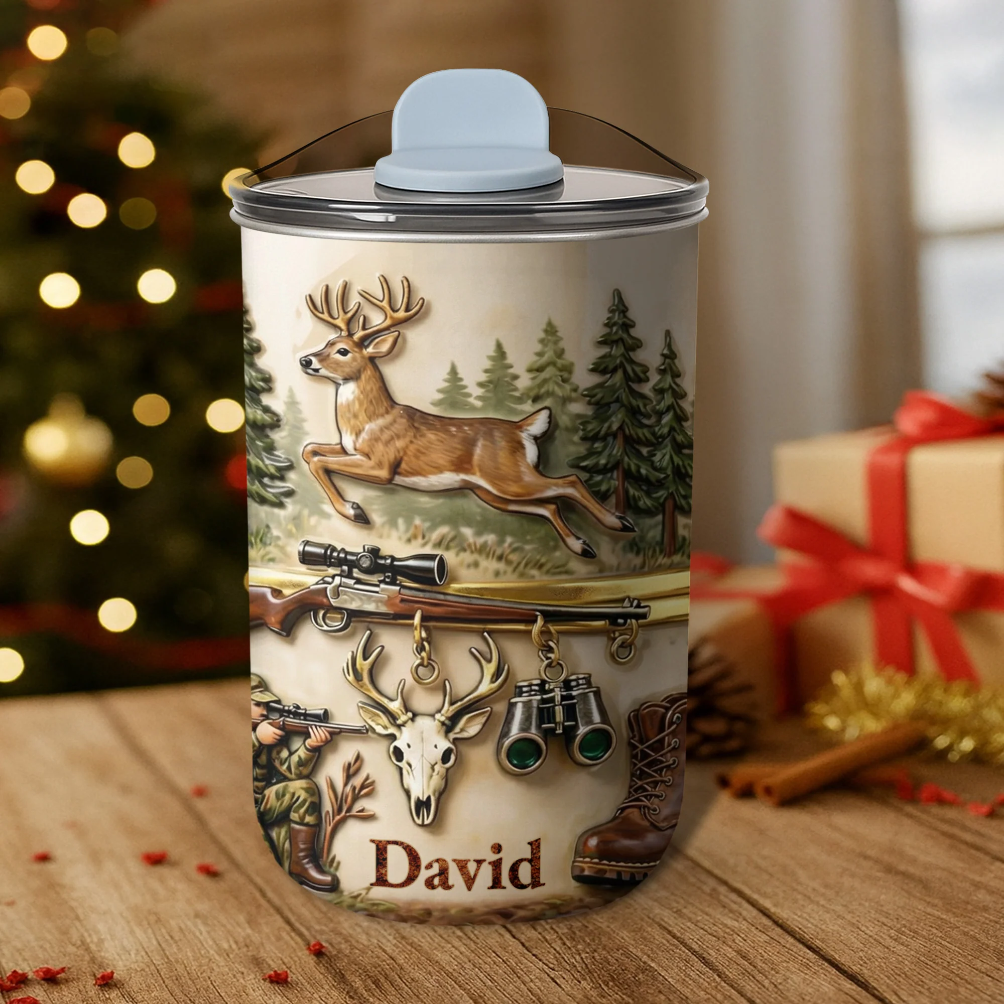 The Great Outdoors Hunter Spirit with Buck and Rifle - Personalized Custom 10oz Tumbler - HTG006_MTUM - Image 10