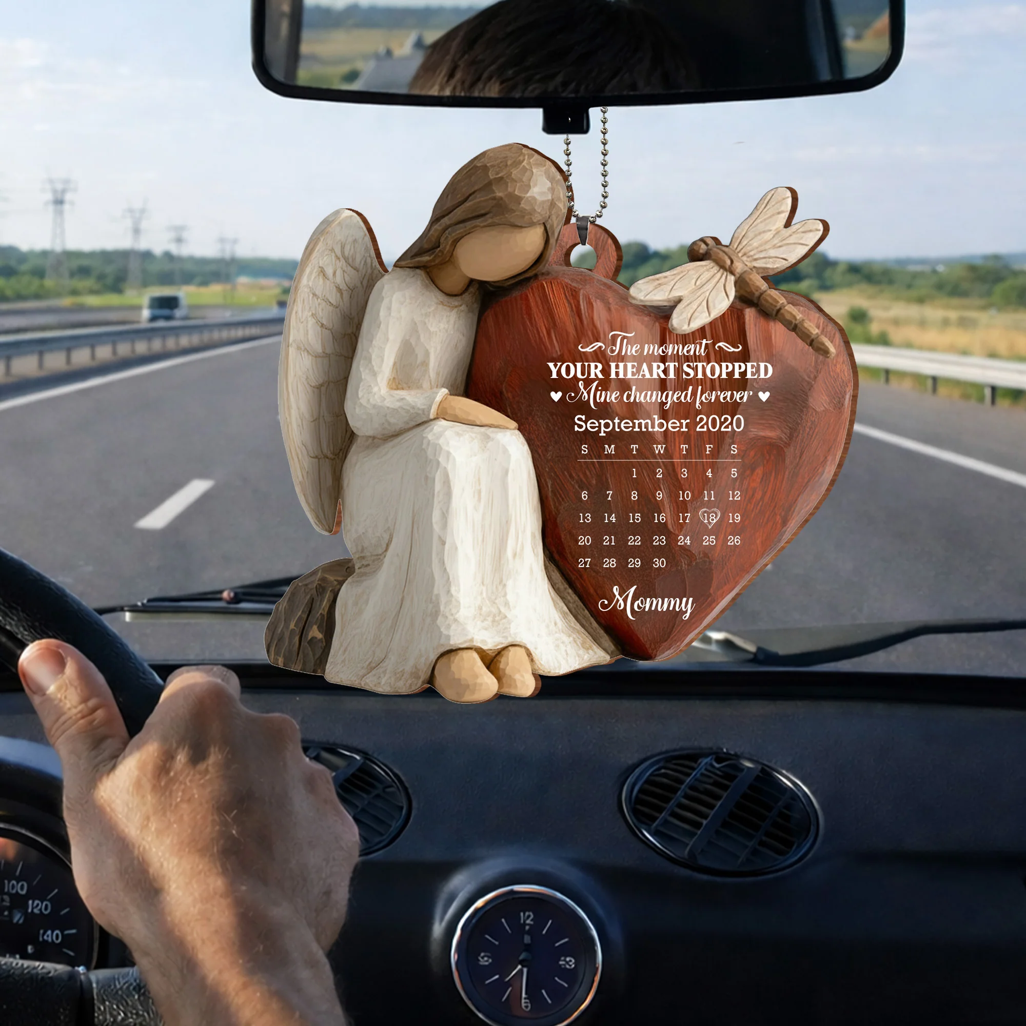 The Moment Our Heart Stopped Heart Calendar Angel Cardinal - Personalized Custom Wood Ornament, Car Hanging Ornament - HME531_WCA - Image 10