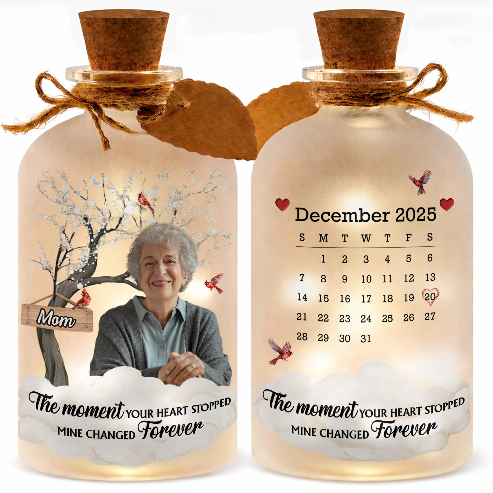 The Moment Your Heart Stopped Mine Changed Forever Cardinal Tree - Personalized Short Bottle Light - HME326_SBOLI - Image 12