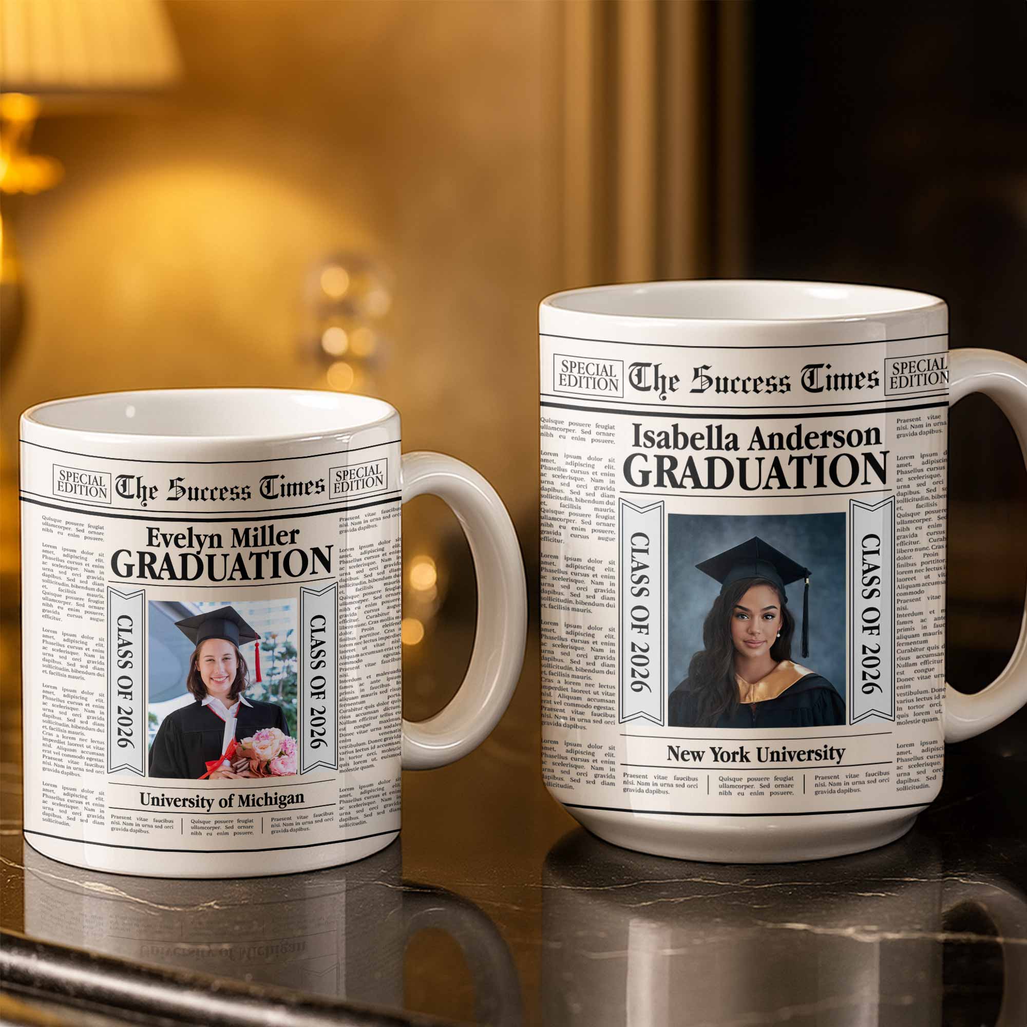 The Success Times Graduation Newspaper Design With Custom Photo And University - Personalized Custom Coffee Mug - GRAD365_MG - Image 4