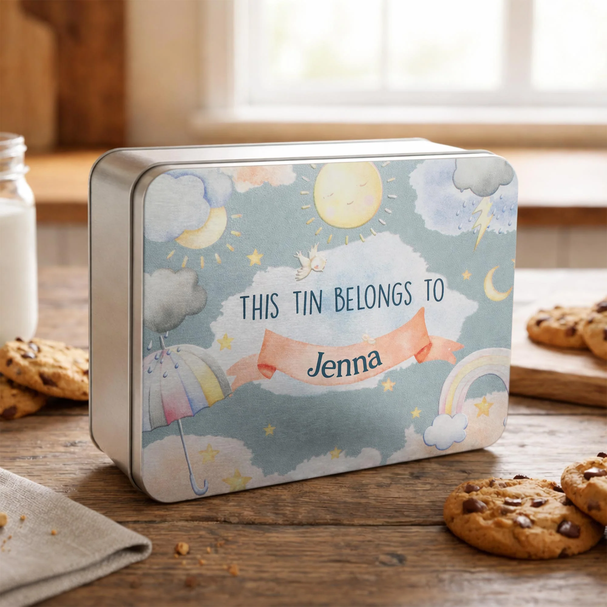 This Tin Belongs To Personalized Sun Rainbow And Clouds Design - Personalized Cookie Tin Box - KID456_CTBOX - Image 4
