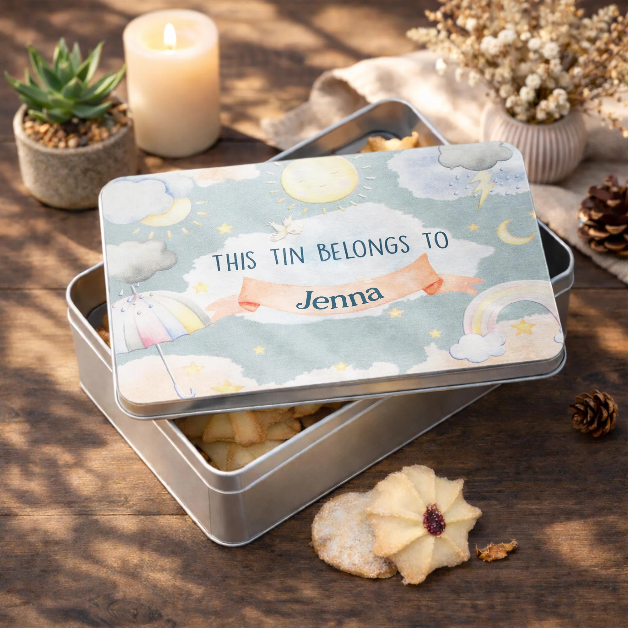 This Tin Belongs To Personalized Sun Rainbow And Clouds Design - Personalized Cookie Tin Box - KID456_CTBOX - Image 6