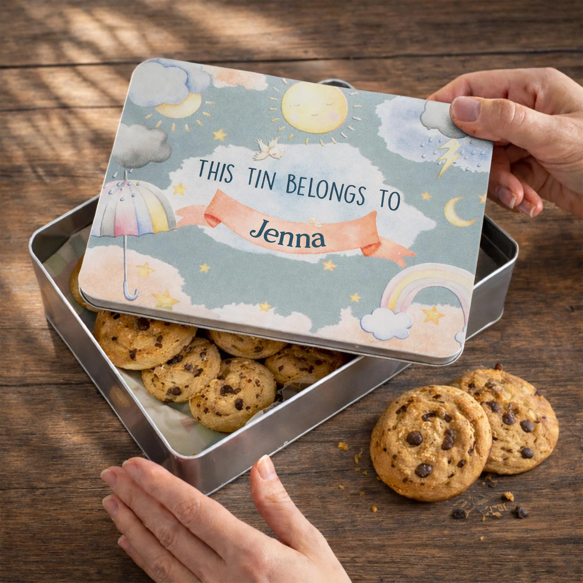 This Tin Belongs To Personalized Sun Rainbow And Clouds Design - Personalized Cookie Tin Box - KID456_CTBOX - Image 7