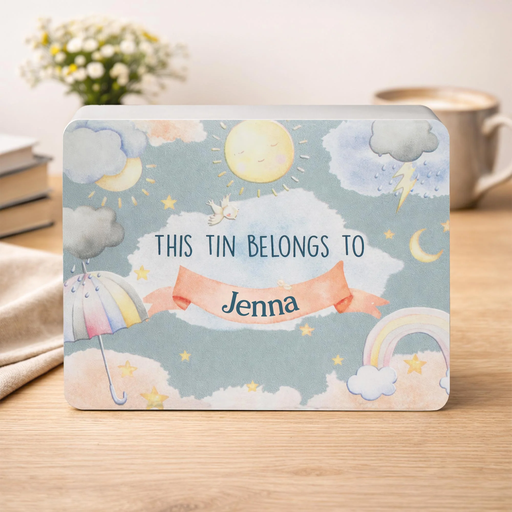 This Tin Belongs To Personalized Sun Rainbow And Clouds Design - Personalized Cookie Tin Box - KID456_CTBOX - Image 8