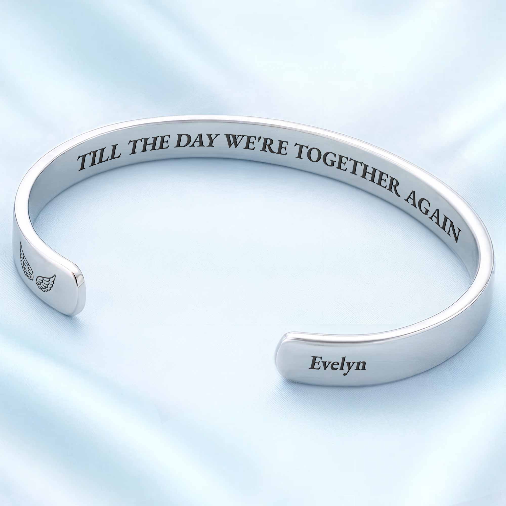 Till The Day We're Together Again Memorial Angel Wings - Personalized Custom Bracelet Cuff - HME504_BCUF - Image 7
