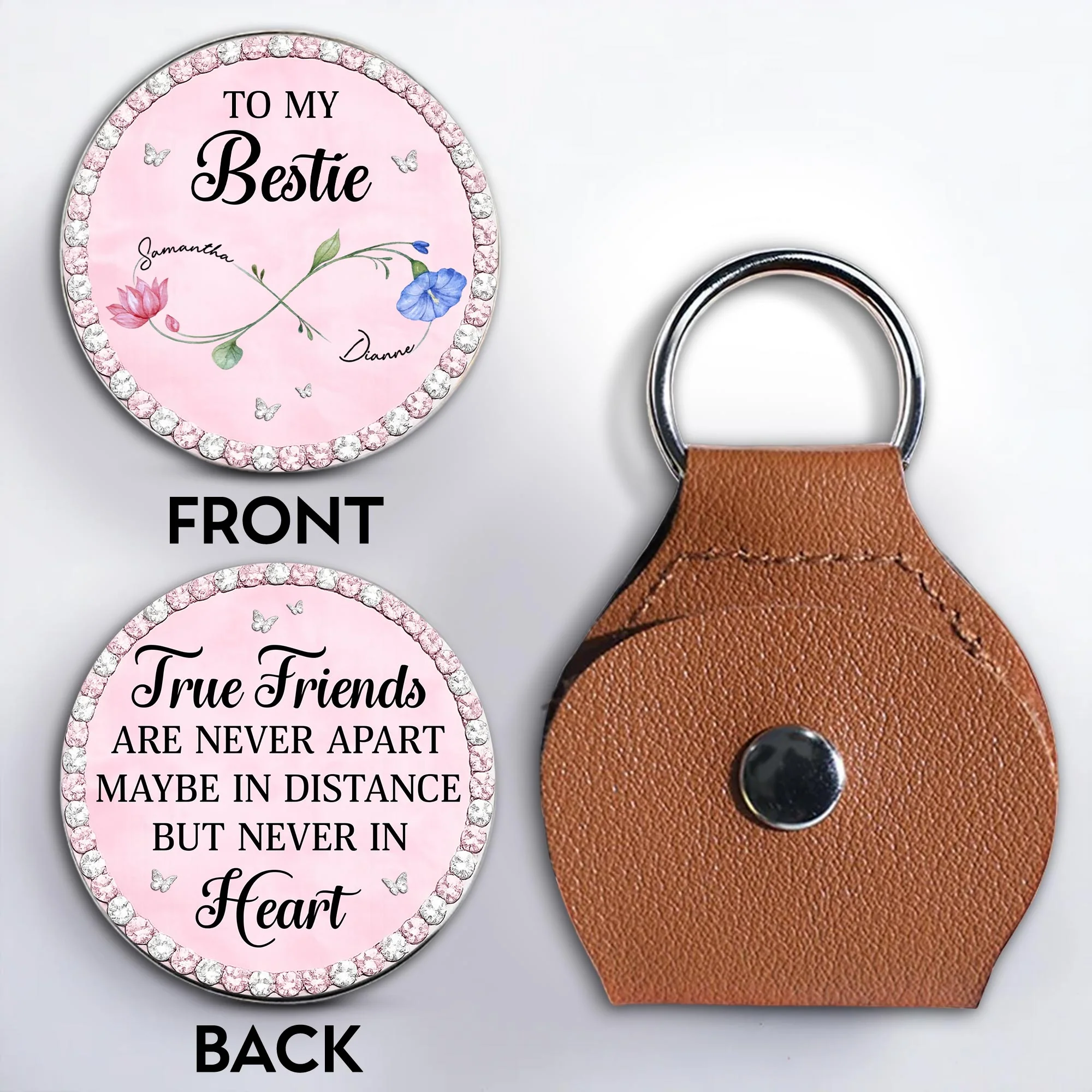 To My Bestie True Friends Never Apart Infinity Flower And Butterflies - Personalized Custom Pocket Hug - BST542_HTOK - Image 4