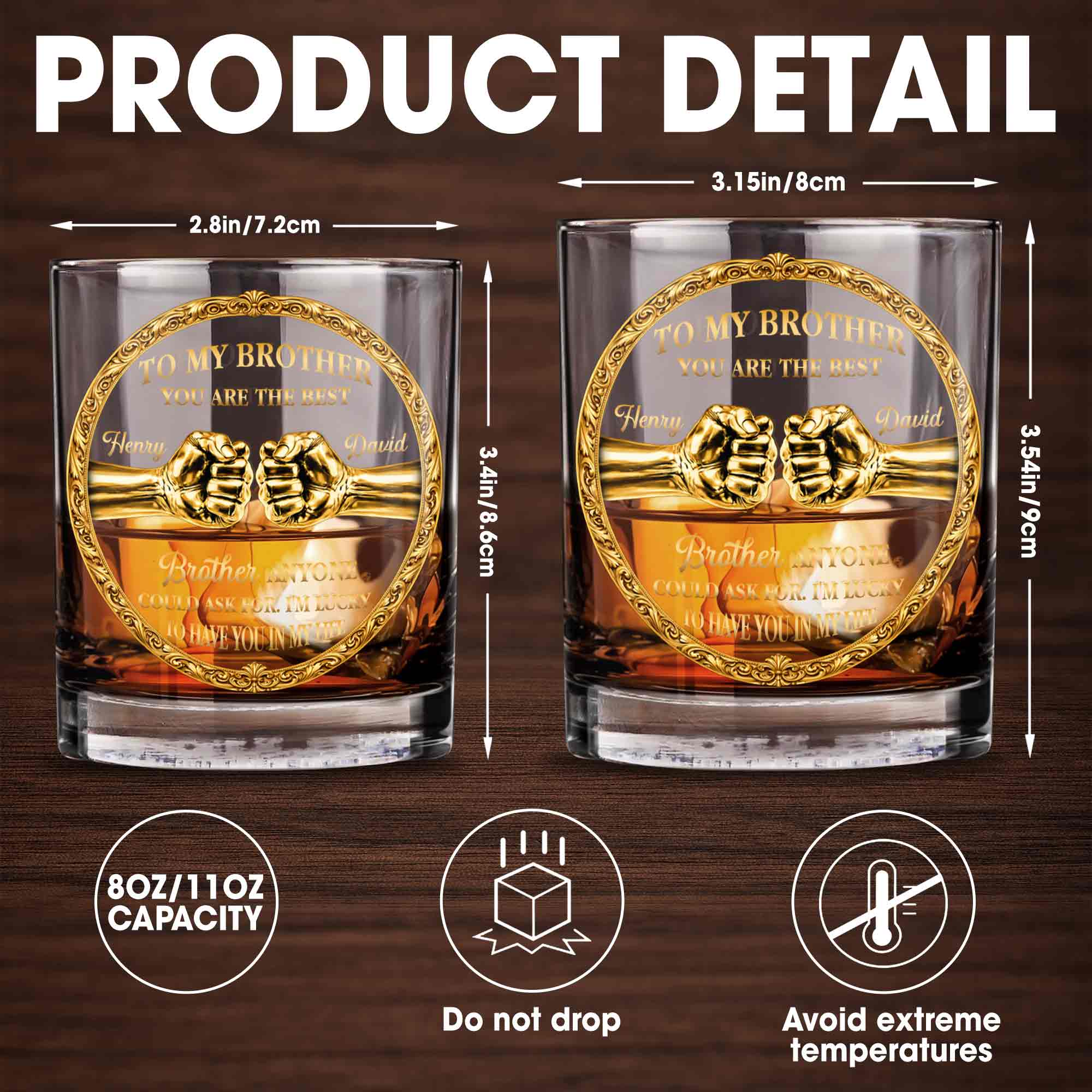 To My Brother You Are The Best Gold Fist Bump Ornament - Personalized Custom Whiskey Glass - BRT032_RWG - Image 5