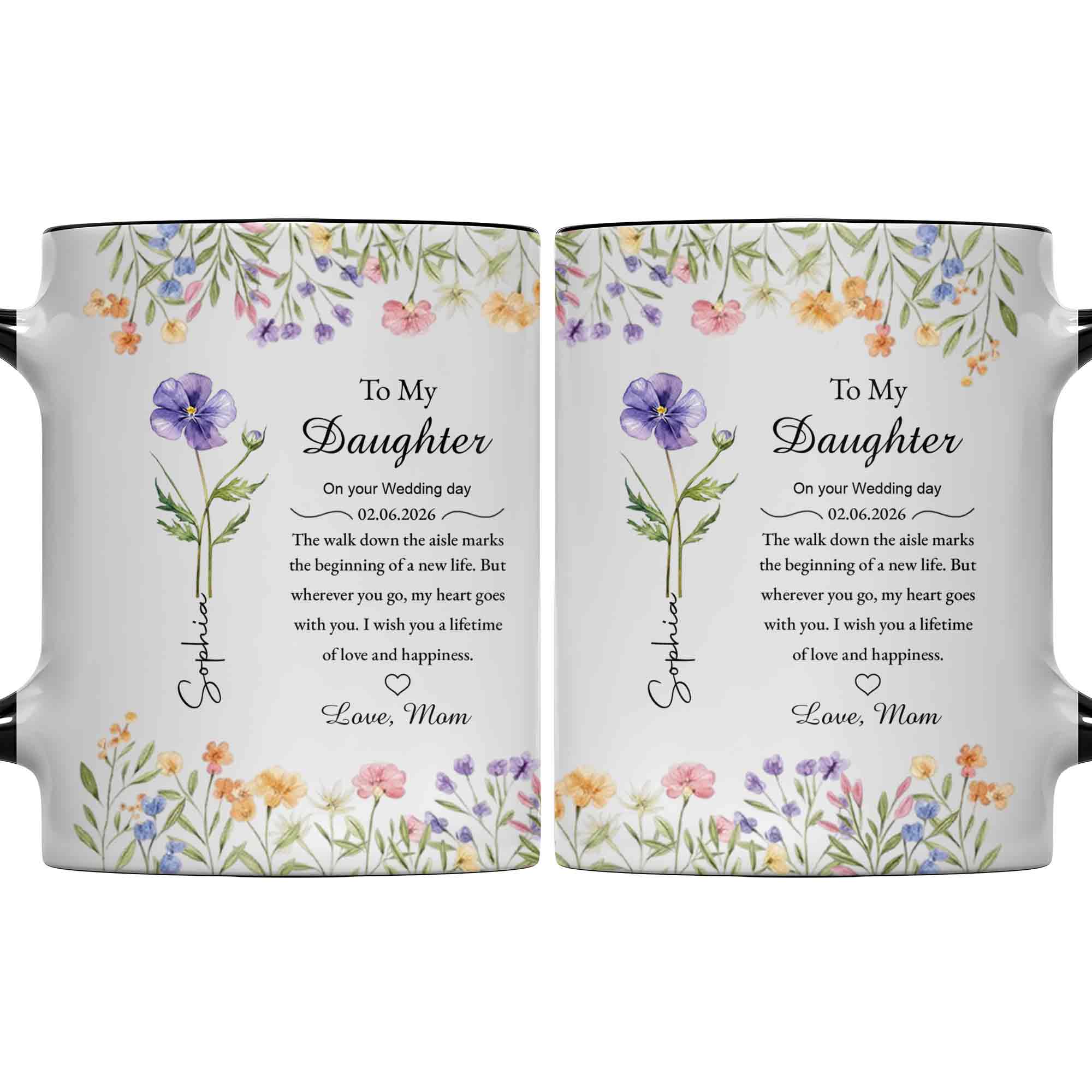 To My Daughter On Your Wedding Day Purple Flower Heart Design - Personalized Custom Accent Mug - DAU322_AMUG - Image 12
