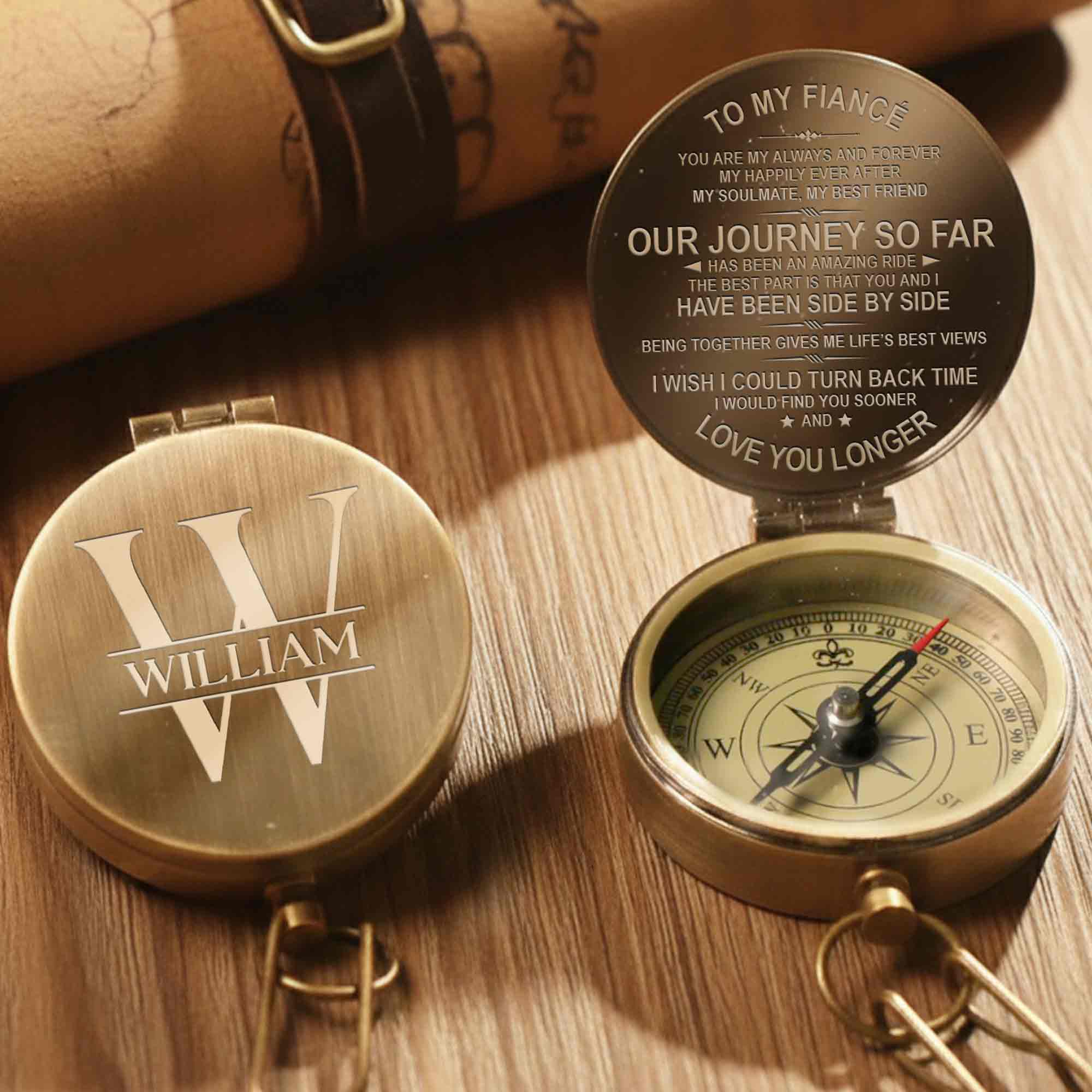 To My Fiance You Are My Always Custom Monogram Compass - Personalized Engraved Brass Compass - CPL1423_ECPASS - Image 10