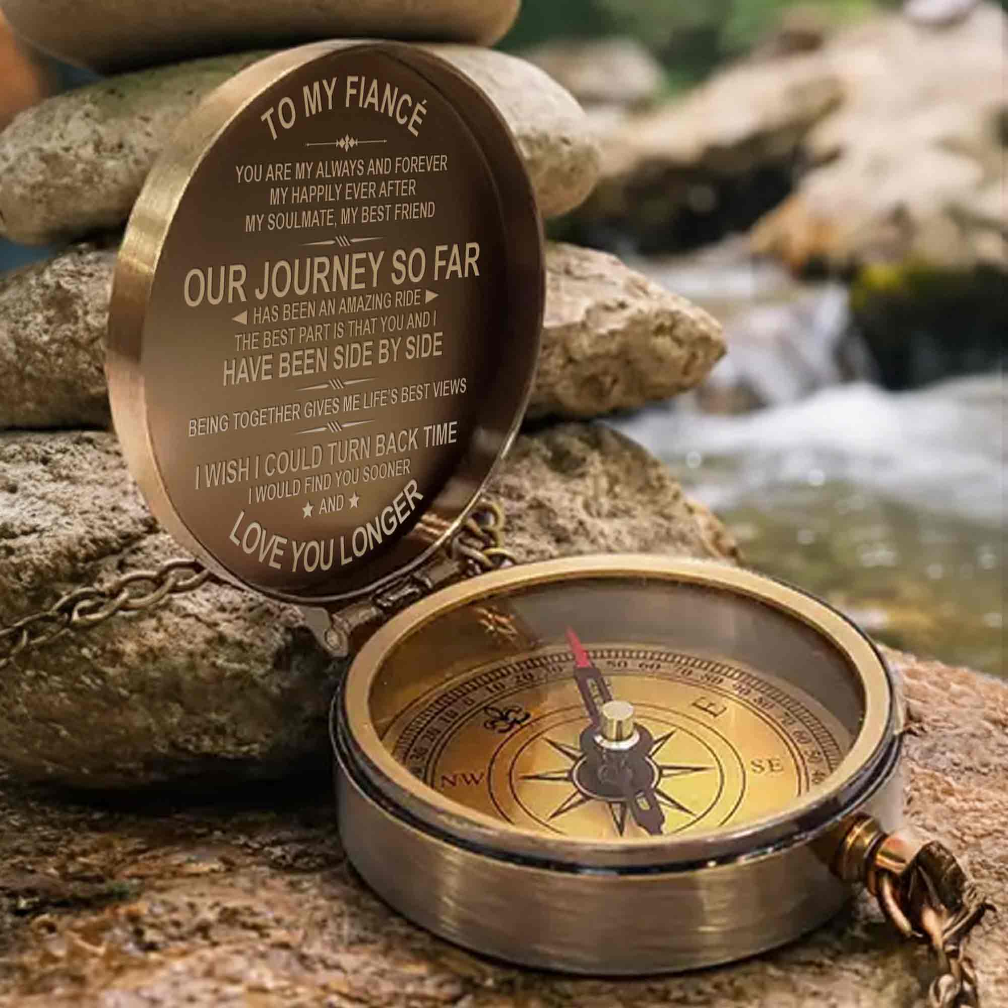 To My Fiance You Are My Always Custom Monogram Compass - Personalized Engraved Brass Compass - CPL1423_ECPASS - Image 7