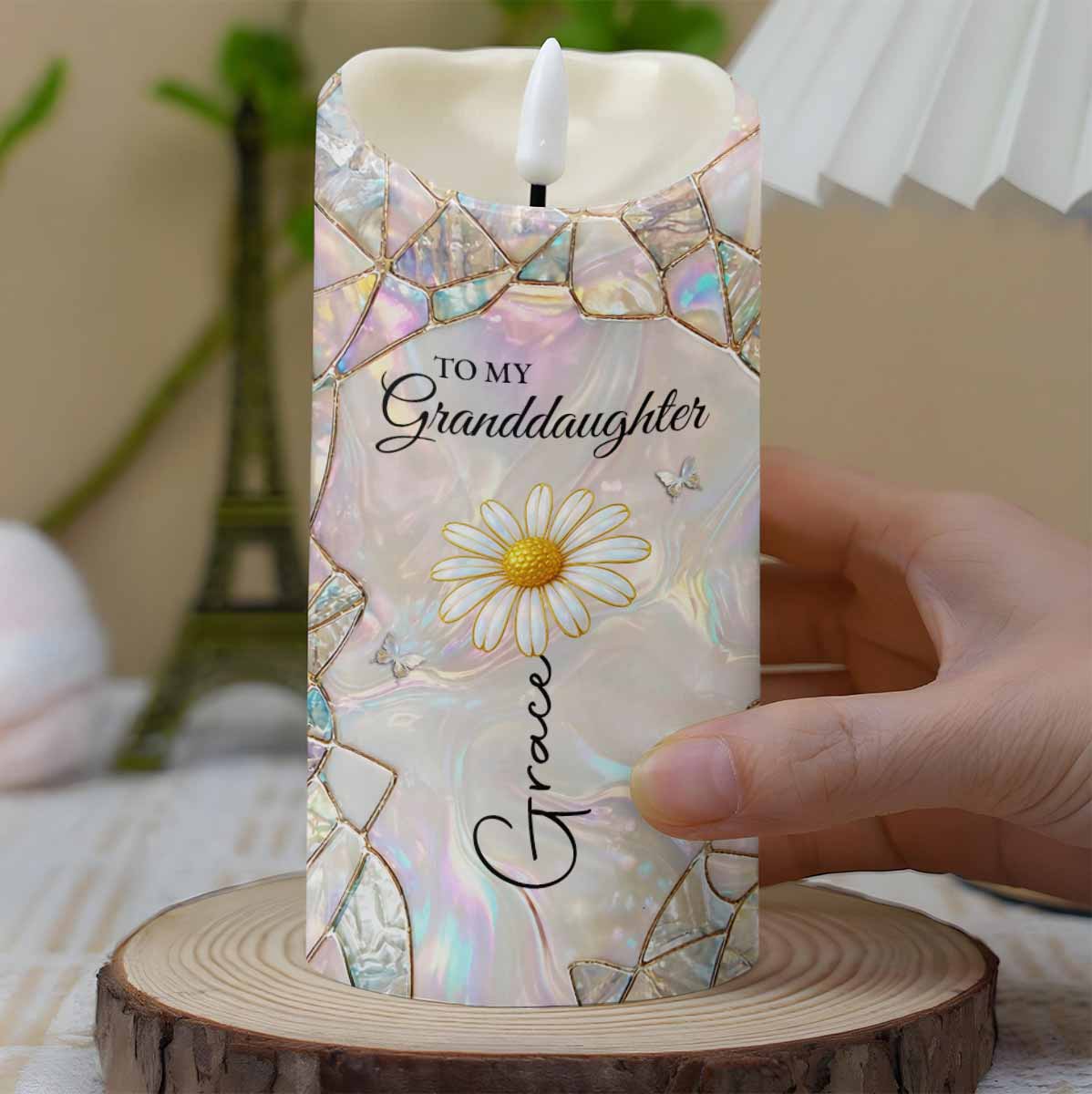 To My Granddaughter Never Forget That I Love You Flower Butterflies Candle - Personalized Custom LED Candle - GDT632_LECA - Image 8