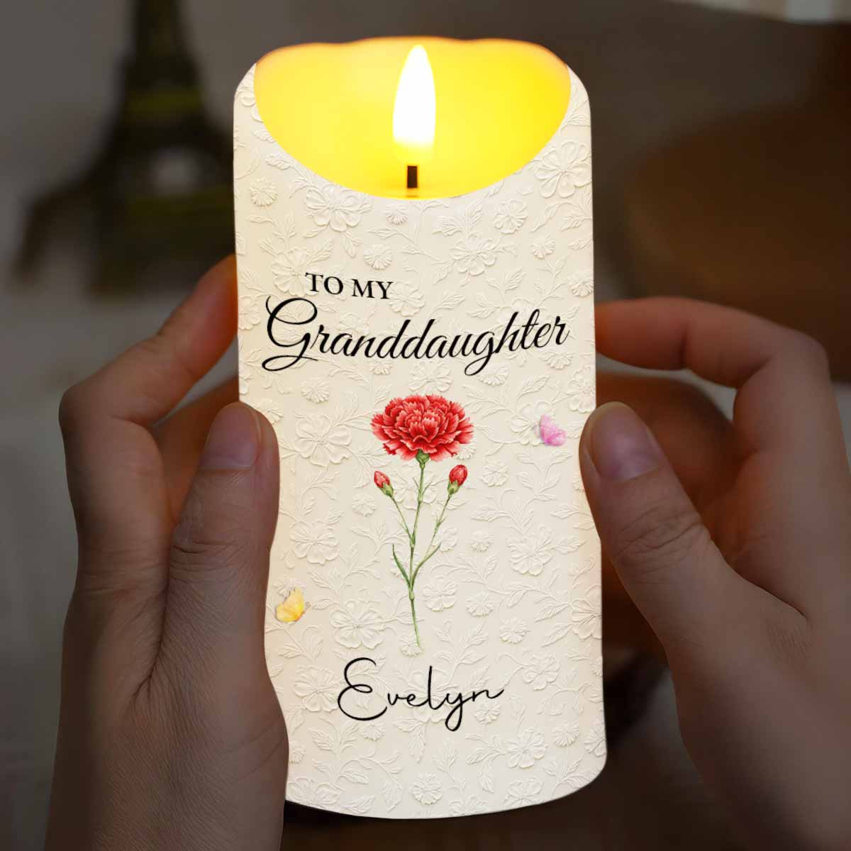 To My Granddaughter Never Forget That I Love You Flowers - Personalized Custom LED Candle - GDT614_LECA - Image 6