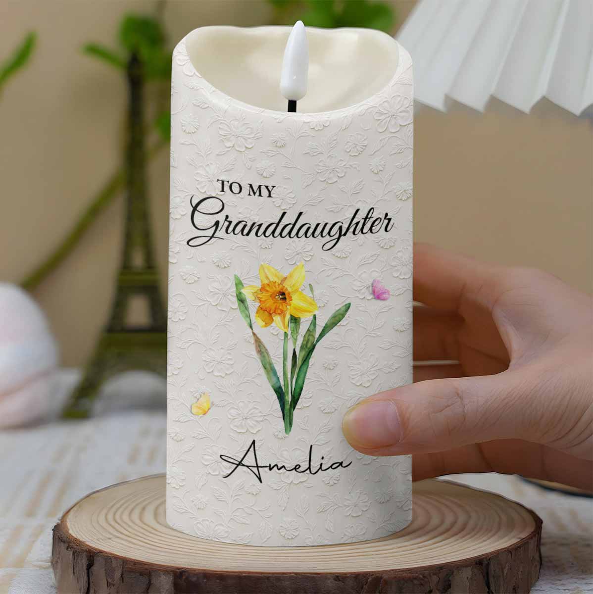 To My Granddaughter Never Forget That I Love You Flowers - Personalized Custom LED Candle - GDT614_LECA - Image 7