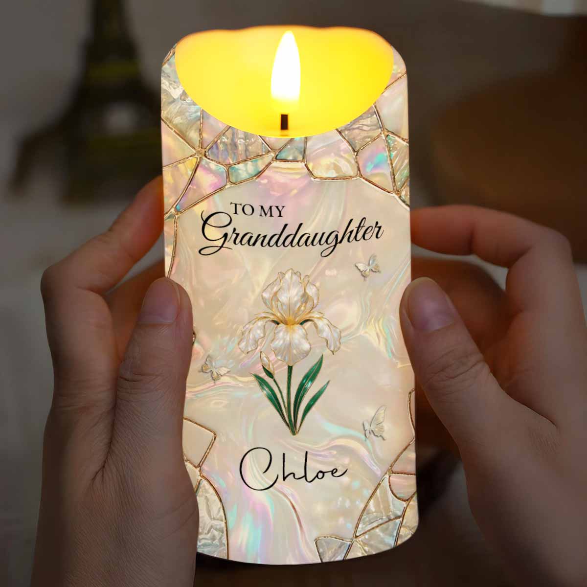 To My Granddaughter Once Upon A Time Flower Butterflies Design - Personalized Custom LED Candle - GDT648_LECA - Image 7
