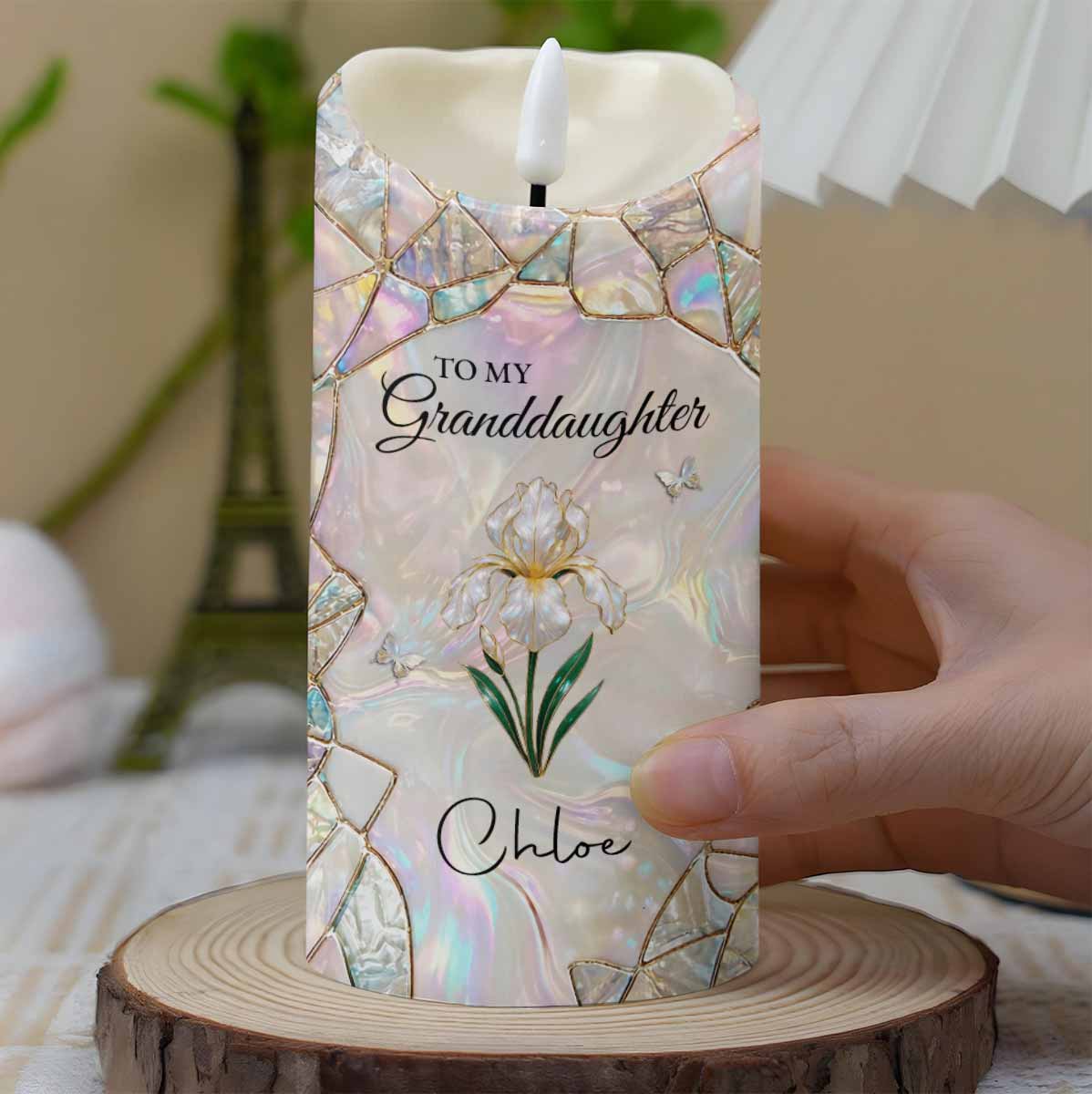 To My Granddaughter Once Upon A Time Flower Butterflies Design - Personalized Custom LED Candle - GDT648_LECA - Image 8